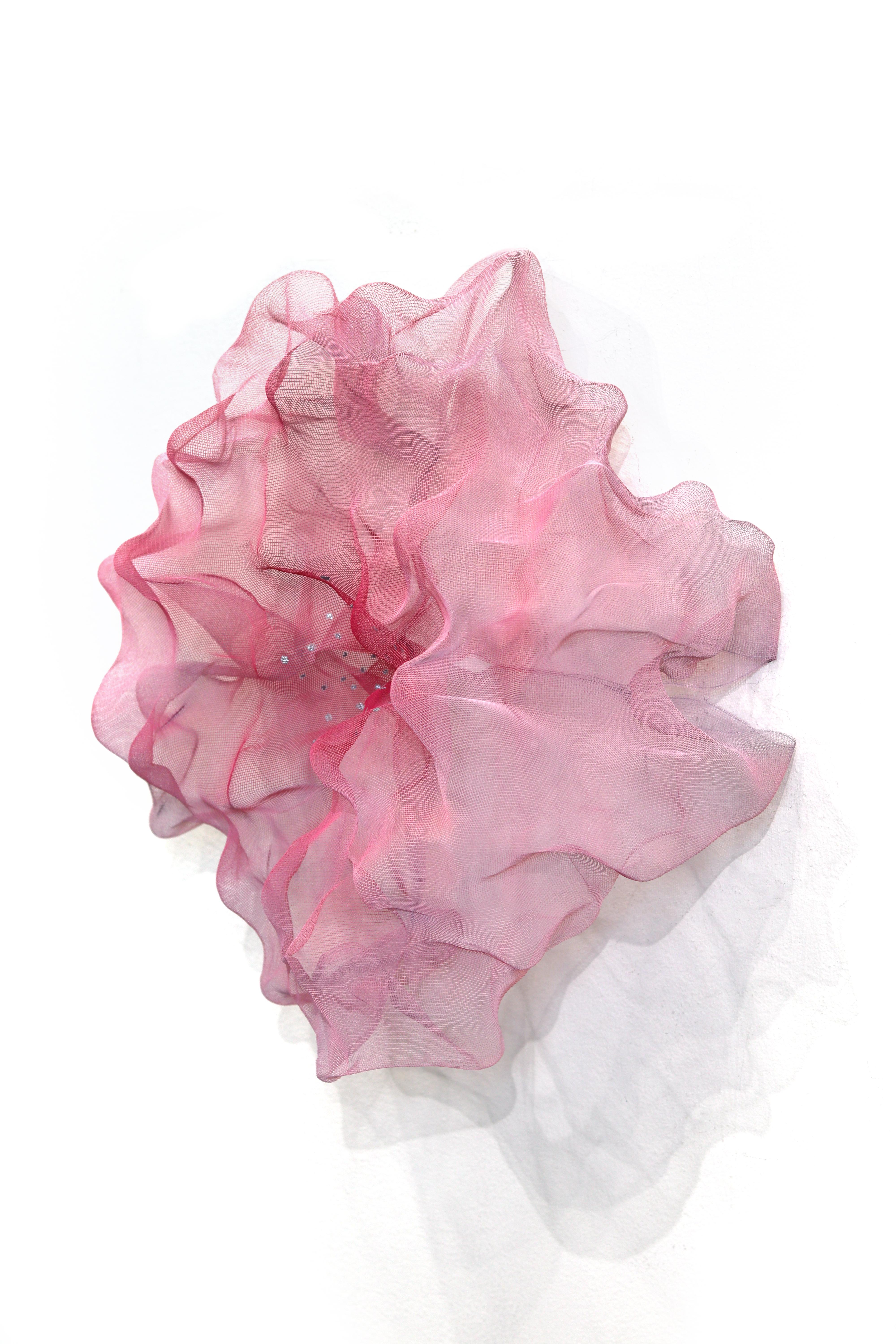 Zuckerwatte Cumulus Pink Silver - Original Abstrakt Dreidimensionales Wandbild im Angebot 1