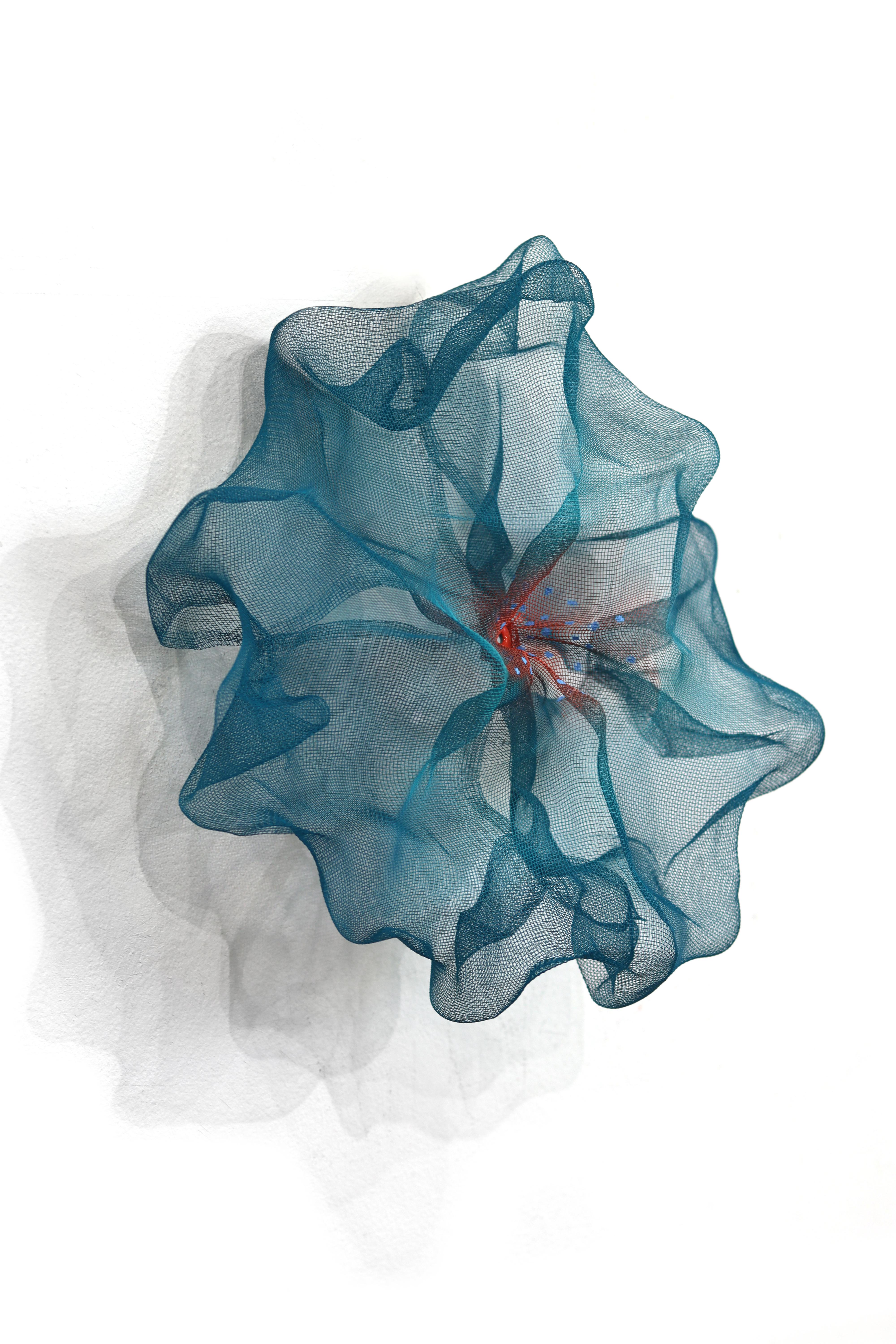 Barbe à papa Cumulus Teal Red Blue - Tableau mural abstrait en trois dimensions en vente 5