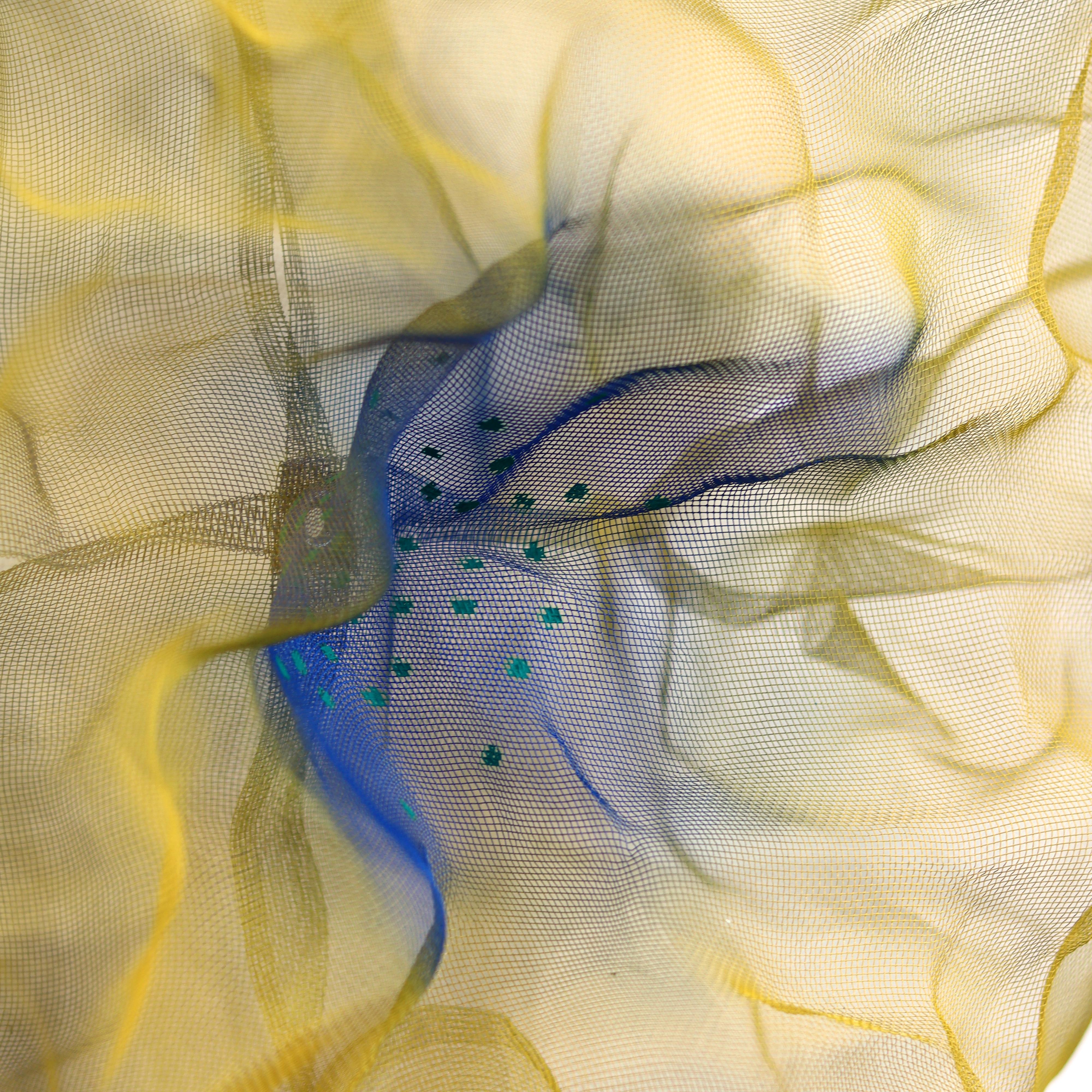 Cúmulo de Algodón de Azúcar Amarillo Azul Verde - Obra de Arte Tridimensional Abstracto para Pared en venta 4