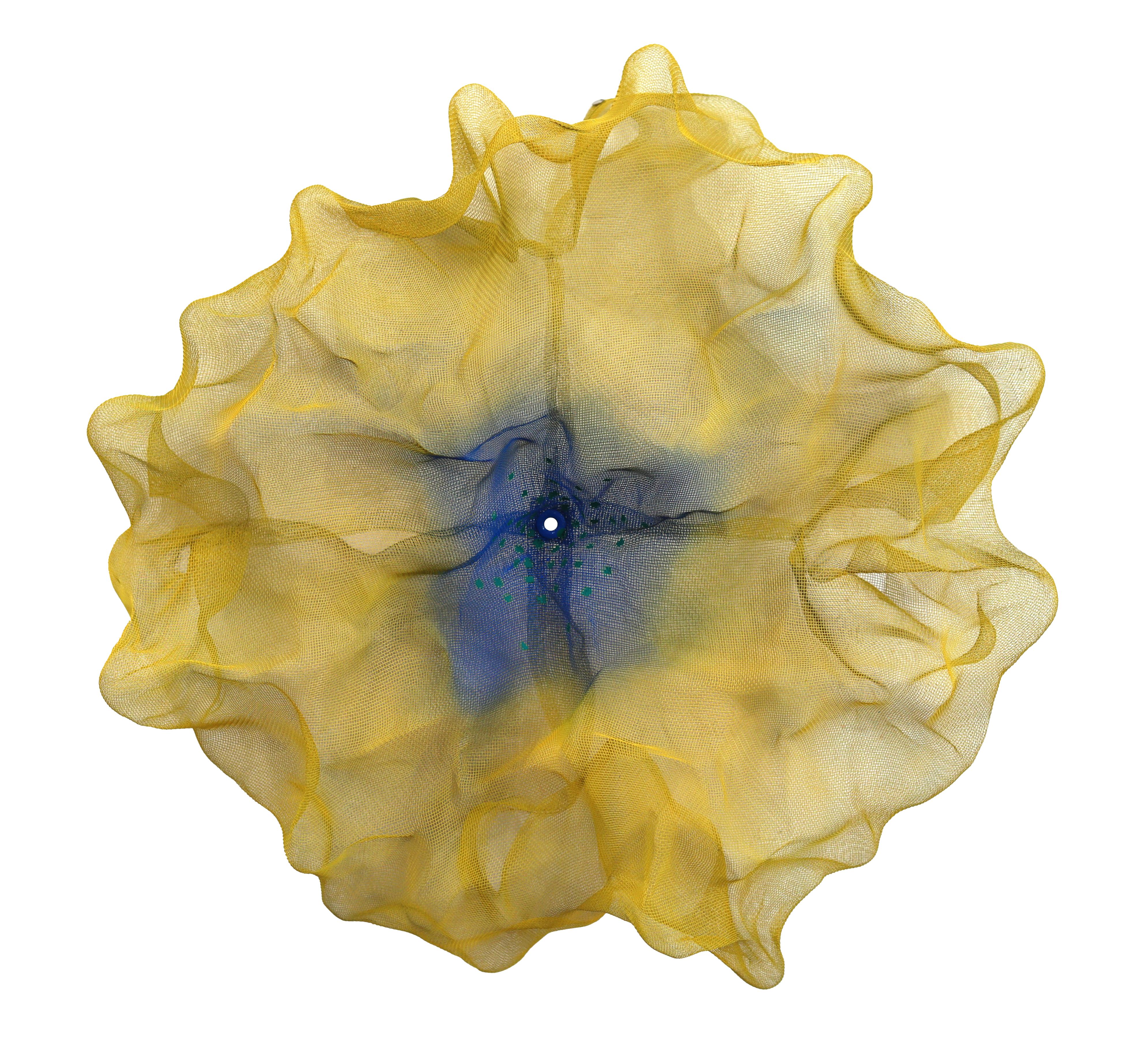 Cúmulo de Algodón de Azúcar Amarillo Azul Verde - Obra de Arte Tridimensional Abstracto para Pared