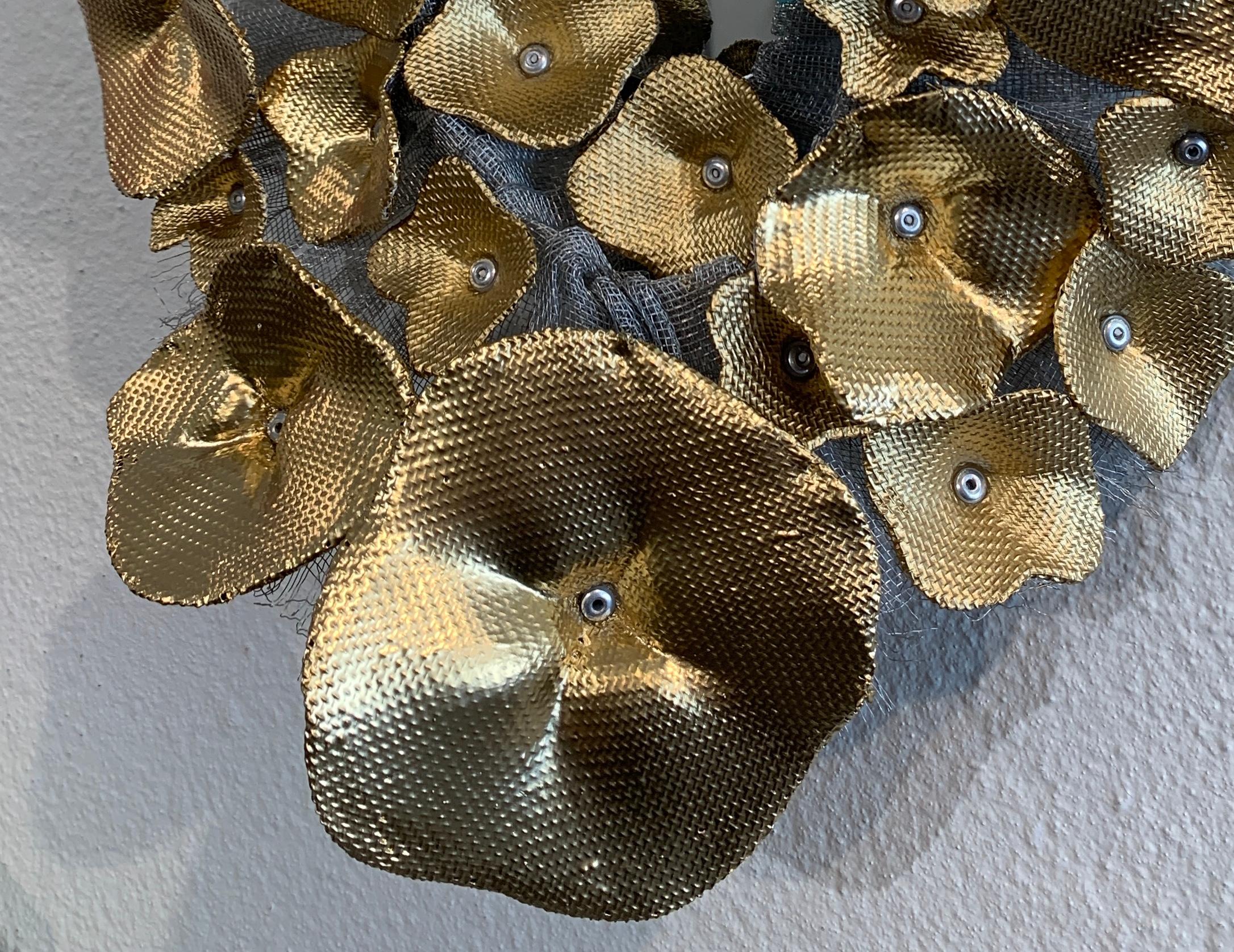 Flora Narcissus - Golden Hydrangea, Atticus Adams Mesh & Mirror Wall Sculpture

Metal fiber sculpture that incorporates a mirror, fascinating light and shadow into its form.

NOTE:  This piece can be combined with the OTHER Flora Narcissus pieces to