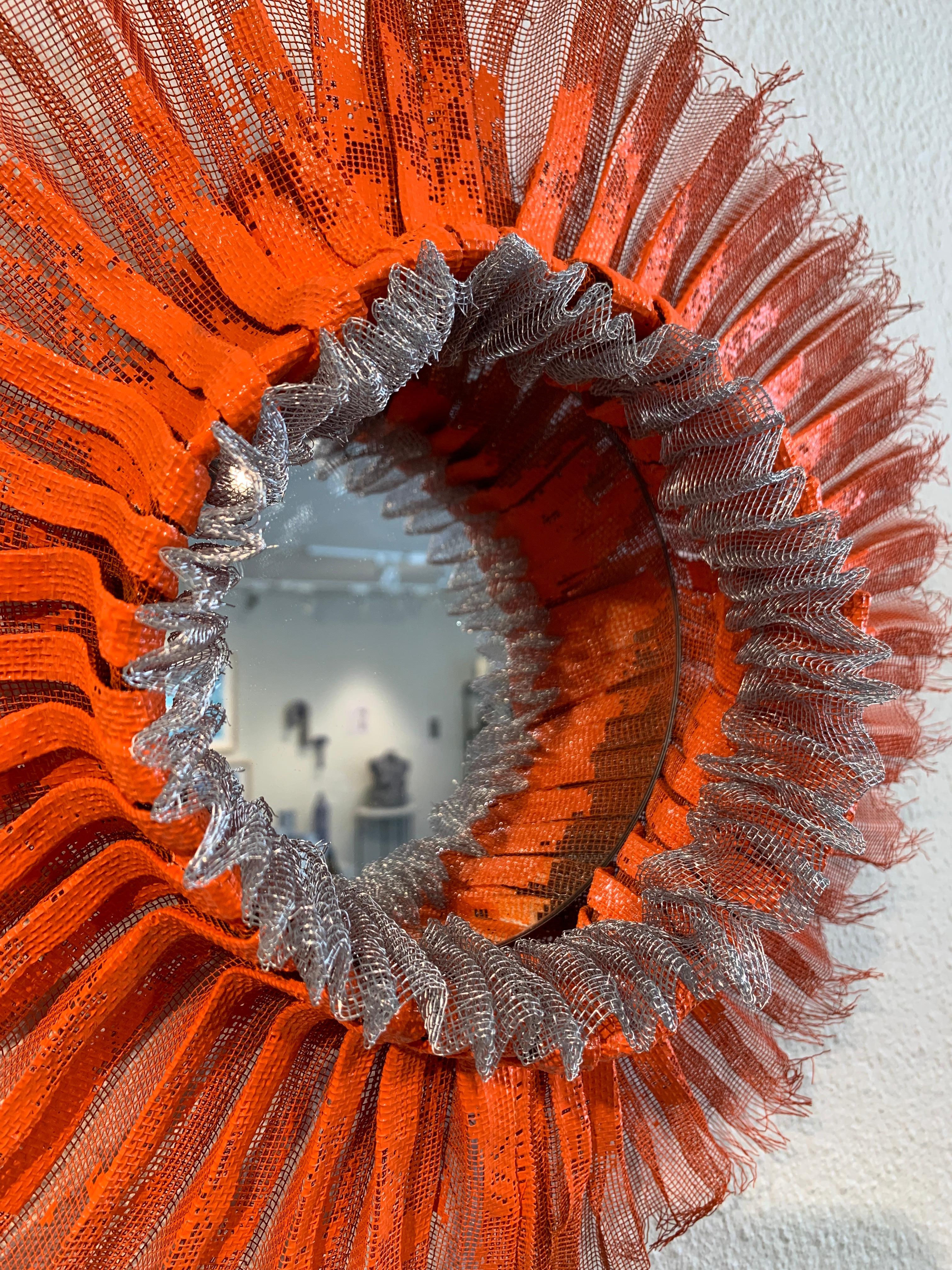Flora Narcissus - Orange Silver Ruff, Atticus Adams Mesh & Mirror Wall Sculpture 1
