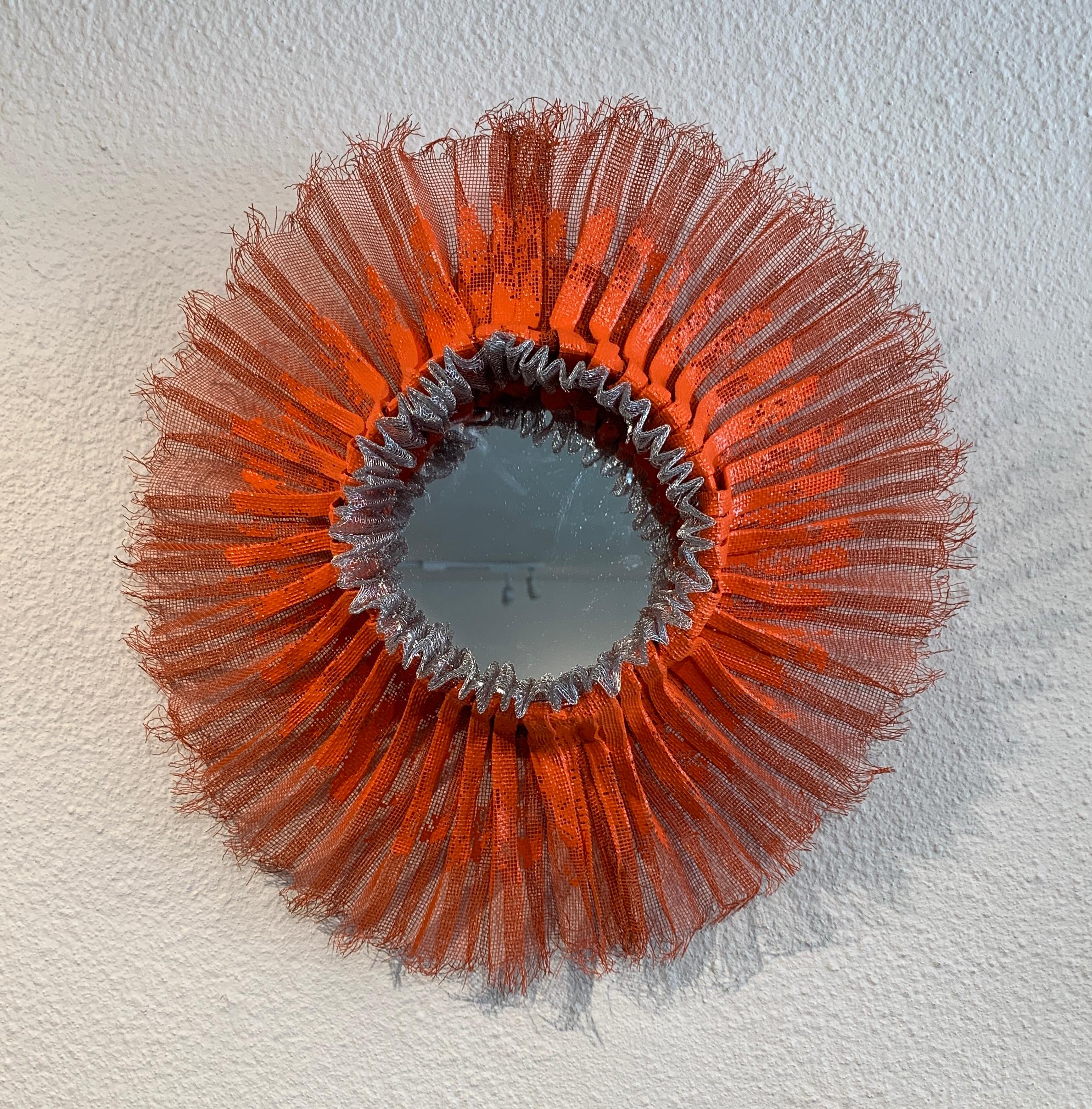 Flora Narcissus - Orange Silver Ruff, Atticus Adams Mesh & Mirror Wall Sculpture

Metal fiber sculpture that incorporates a mirror, fascinating light and shadow into its form.

NOTE:  This piece can be combined with the OTHER Flora Narcissus pieces