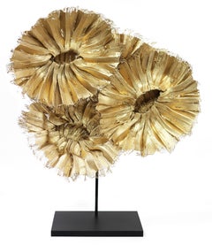 Tree Golden Flora - Sculpture originale légère en métal