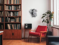 Forma de mar plateada - Obra de arte tridimensional metálica abstracta contemporánea para pared