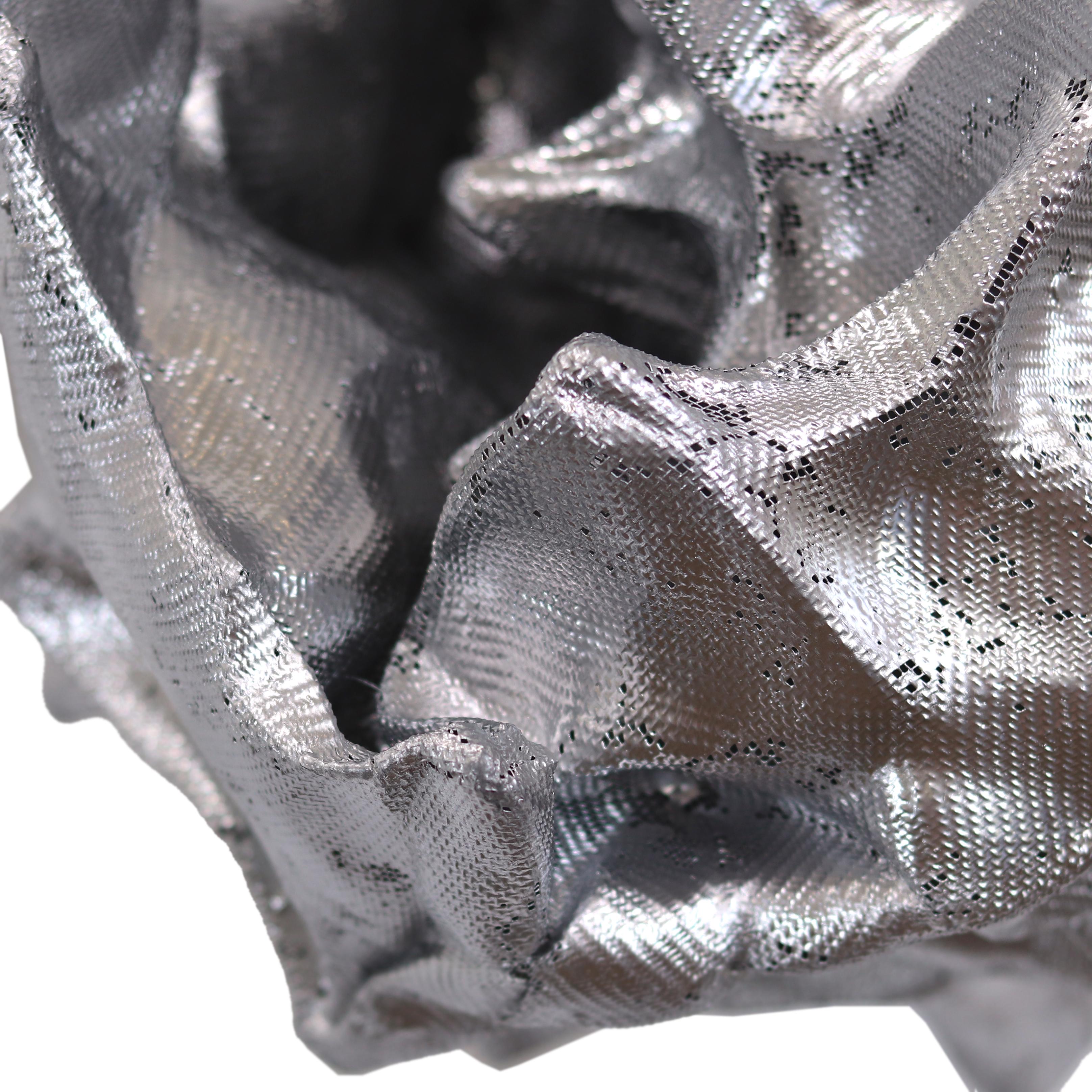 Silver Sea Foam - Zeitgenössisches abstraktes metallisches dreidimensionales Wandkunstwerk im Angebot 3