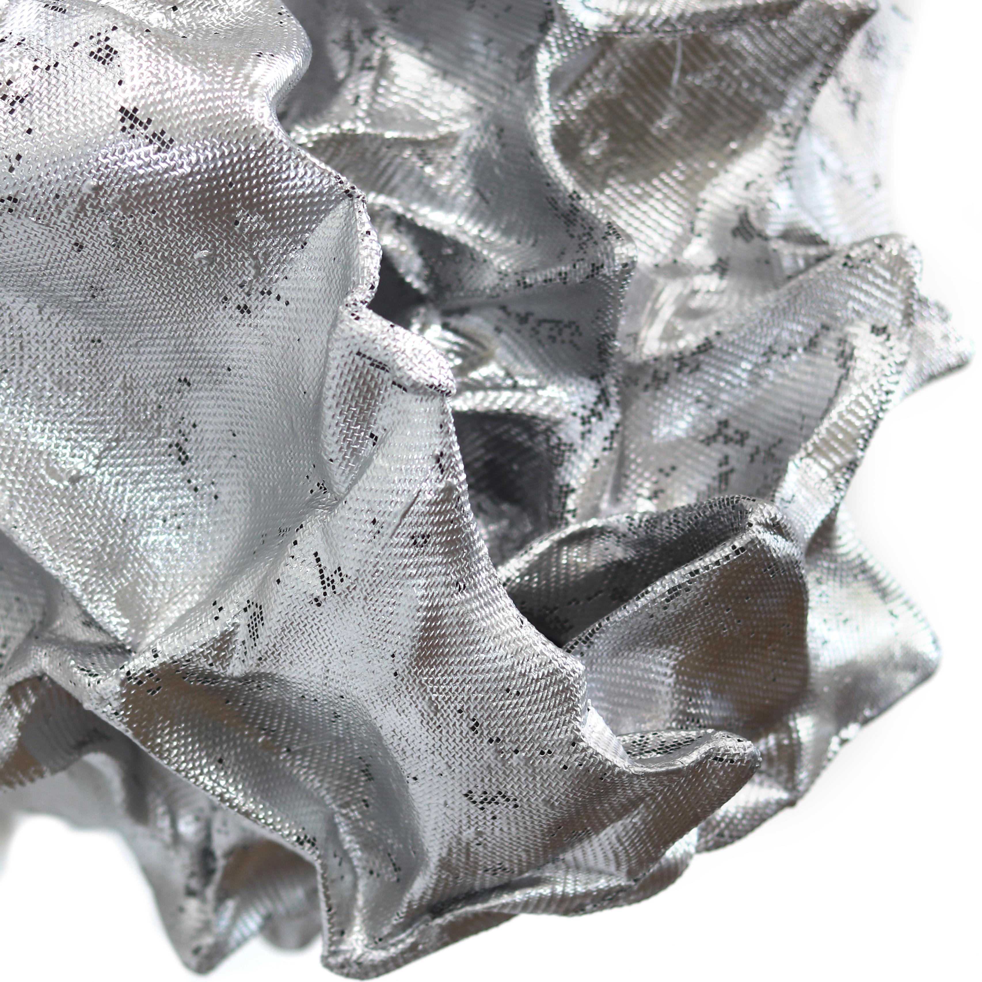 Silver Sea Foam - Zeitgenössisches abstraktes metallisches dreidimensionales Wandkunstwerk im Angebot 5
