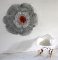 Sujoon Georgia O Wall Sculpture- white , copper, gray, grey, metallic, flower