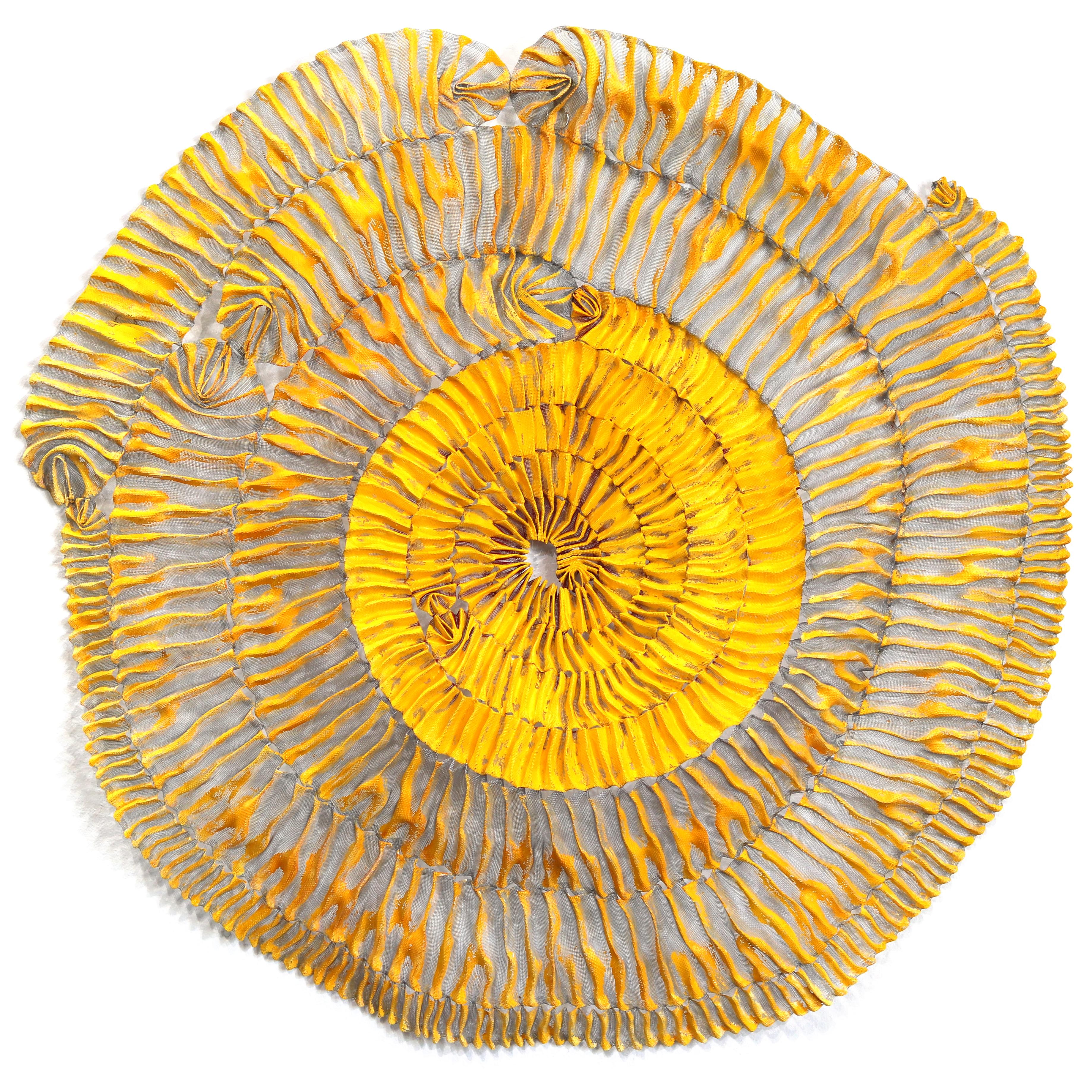 Caléndula Sujoon  - Vibrante Amarillo Escultural Arte de Pared Tridimensional Original
