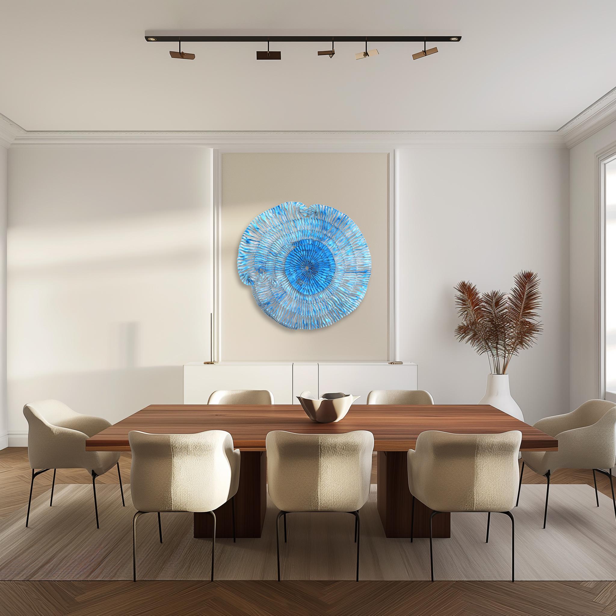 Sujoon Sky - Blue Abstract Sculptural Original Three-Dimensional Wall Art - Contemporary Mixed Media Art by Atticus Adams