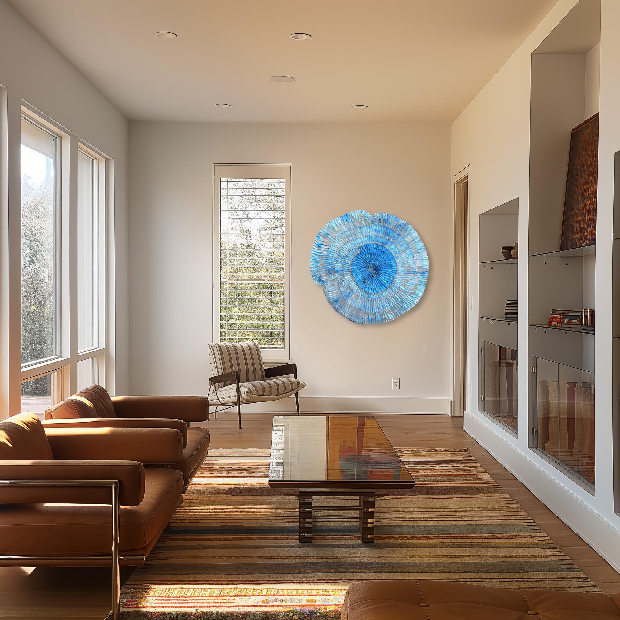 Sujoon Sky - Blue Abstract Sculptural Original Three-Dimensional Wall Art 3