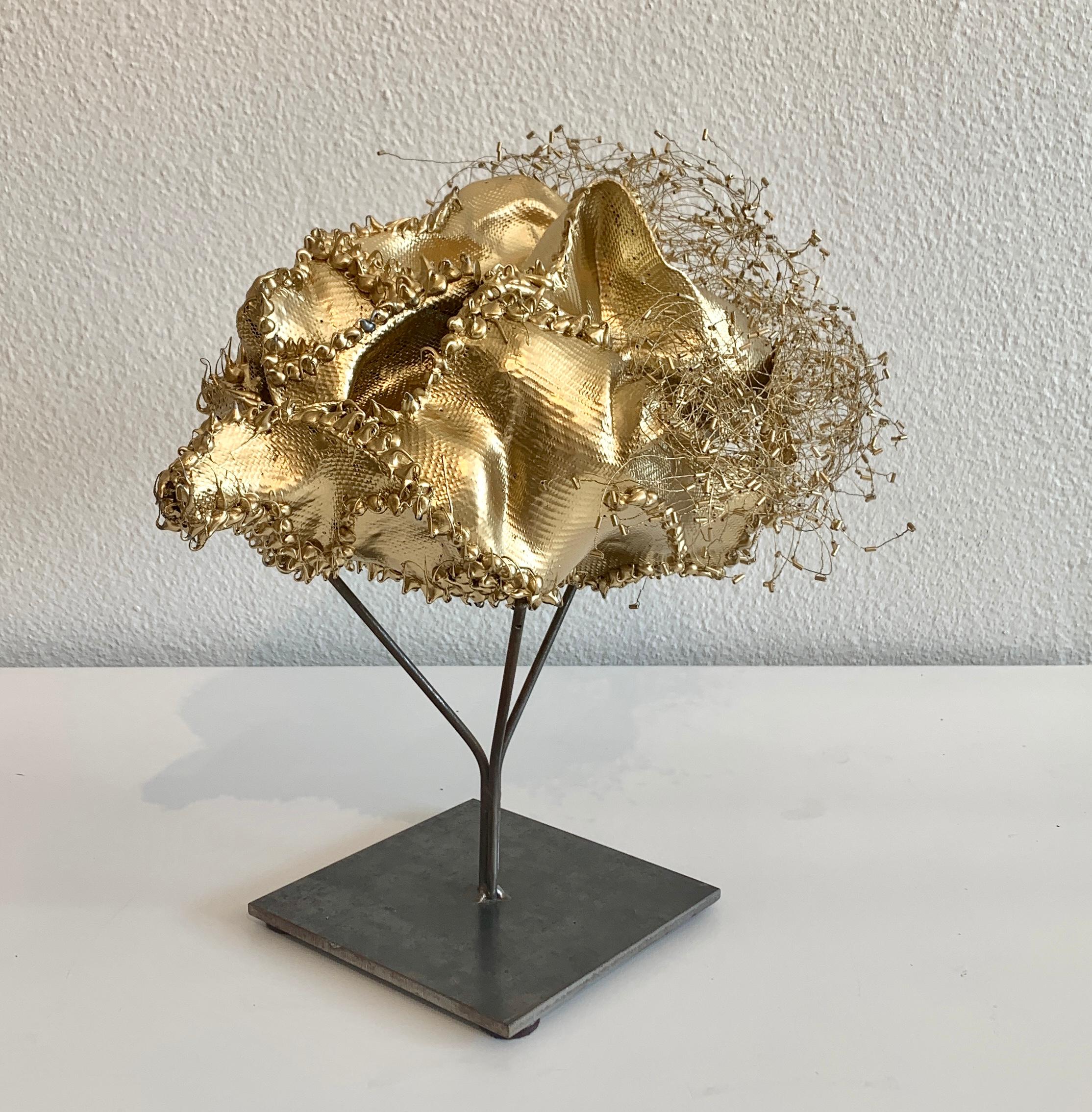The Gathering Gilded, Atticus Adams Gold Metal Mesh Standing Sculpture For Sale 2