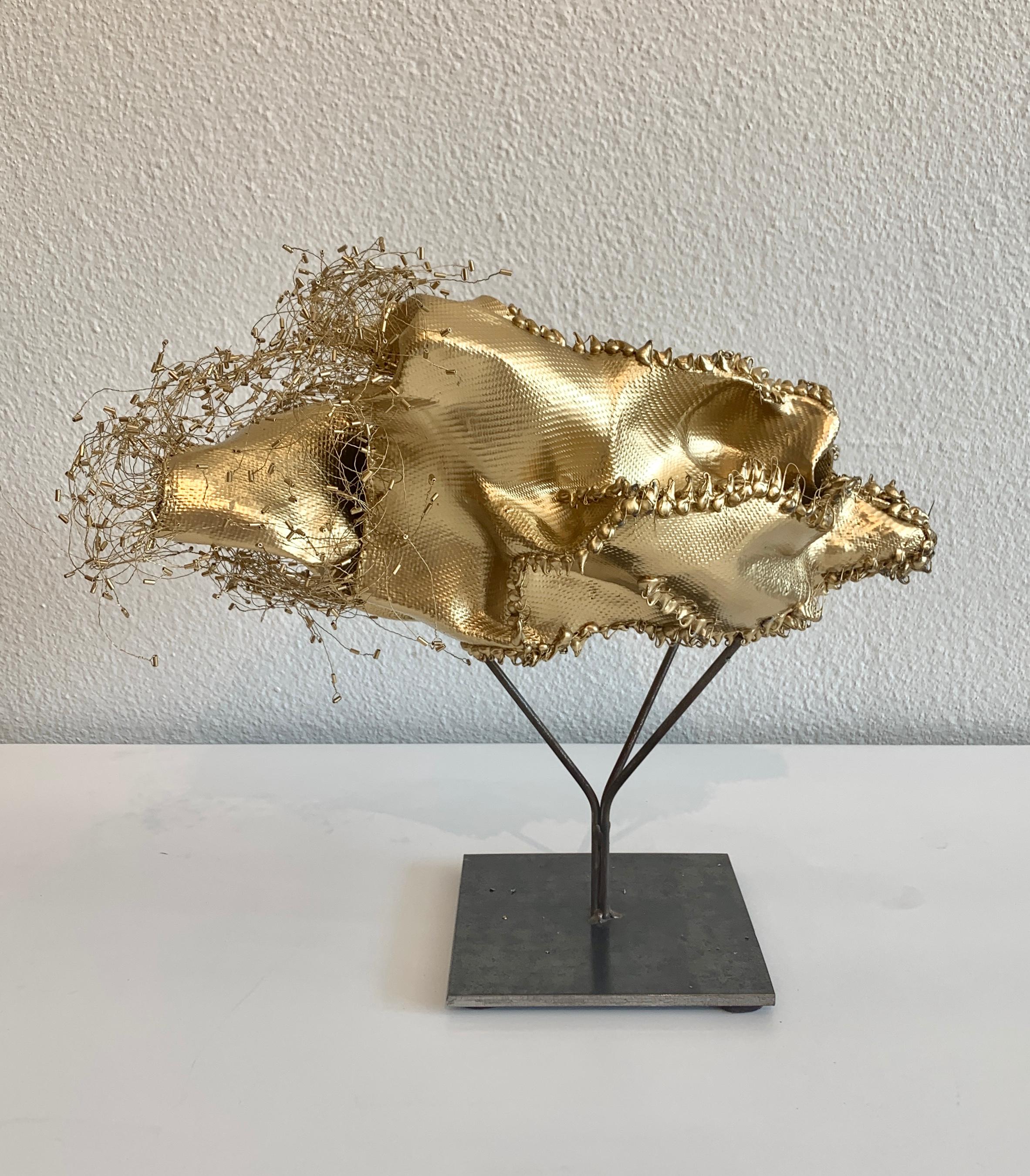 The Gathering Gilded, Atticus Adams Gold Metal Mesh Standing Sculpture For Sale 4