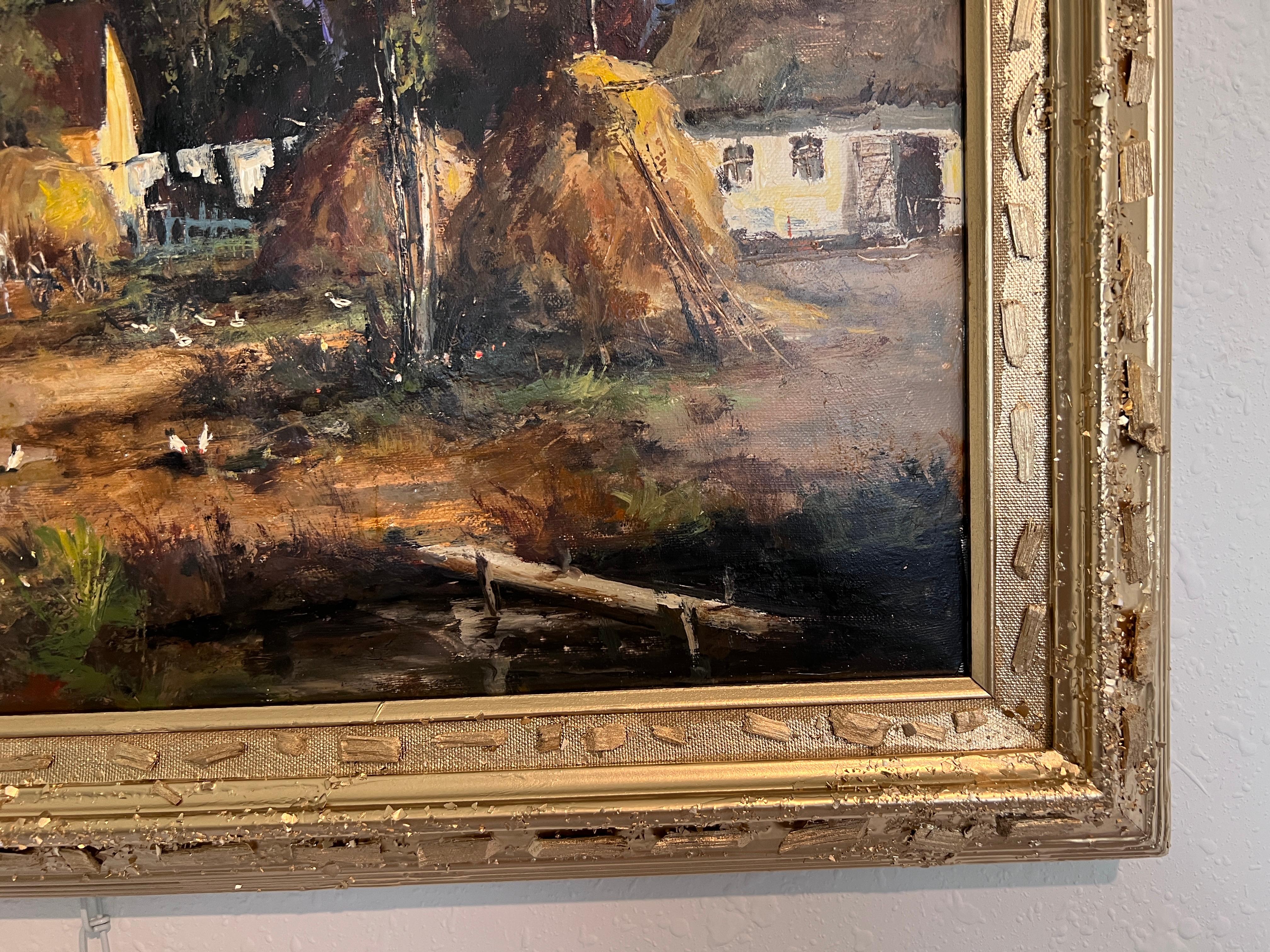 Attila Nagy (Húngaro, n.1928) Óleo sobre lienzo , Paisaje de granja, Enmarcado en venta 14