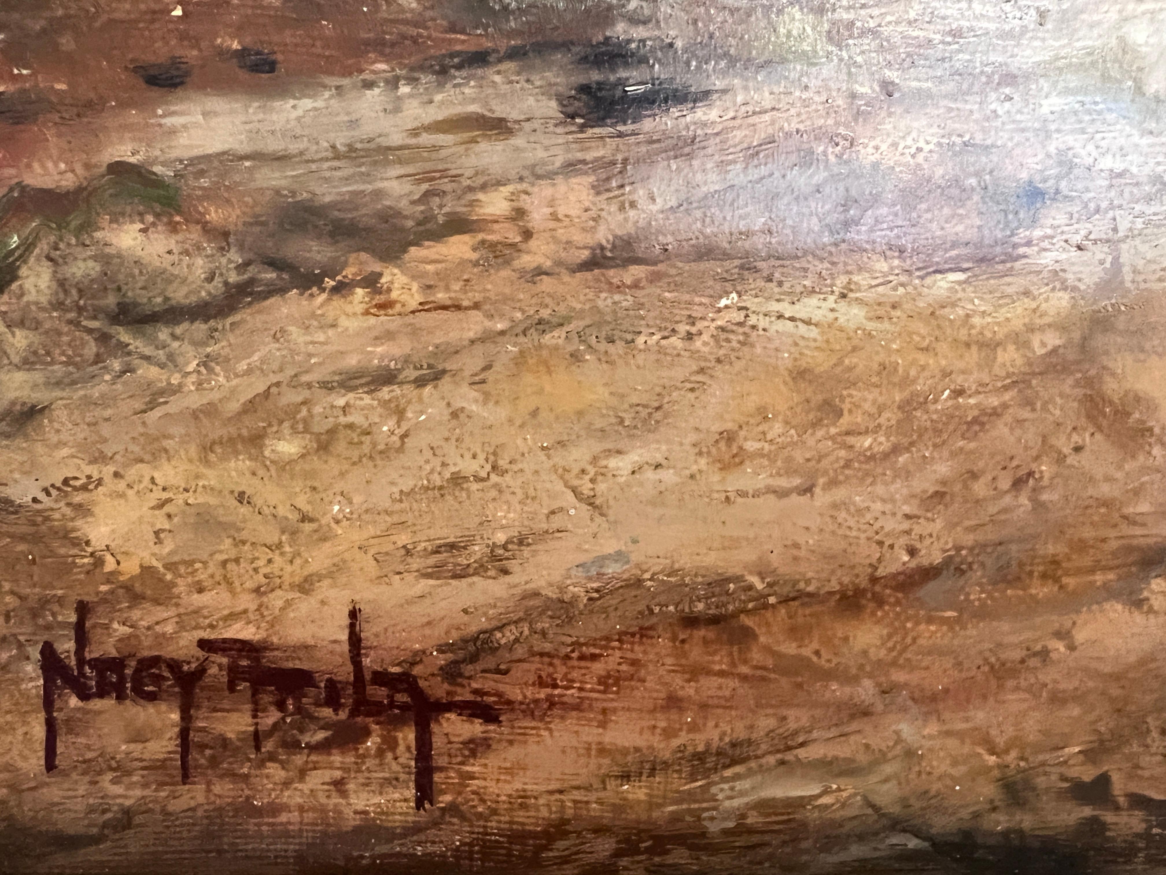 Attila Nagy (Húngaro, n.1928) Óleo sobre lienzo , Paisaje de granja, Enmarcado en venta 15