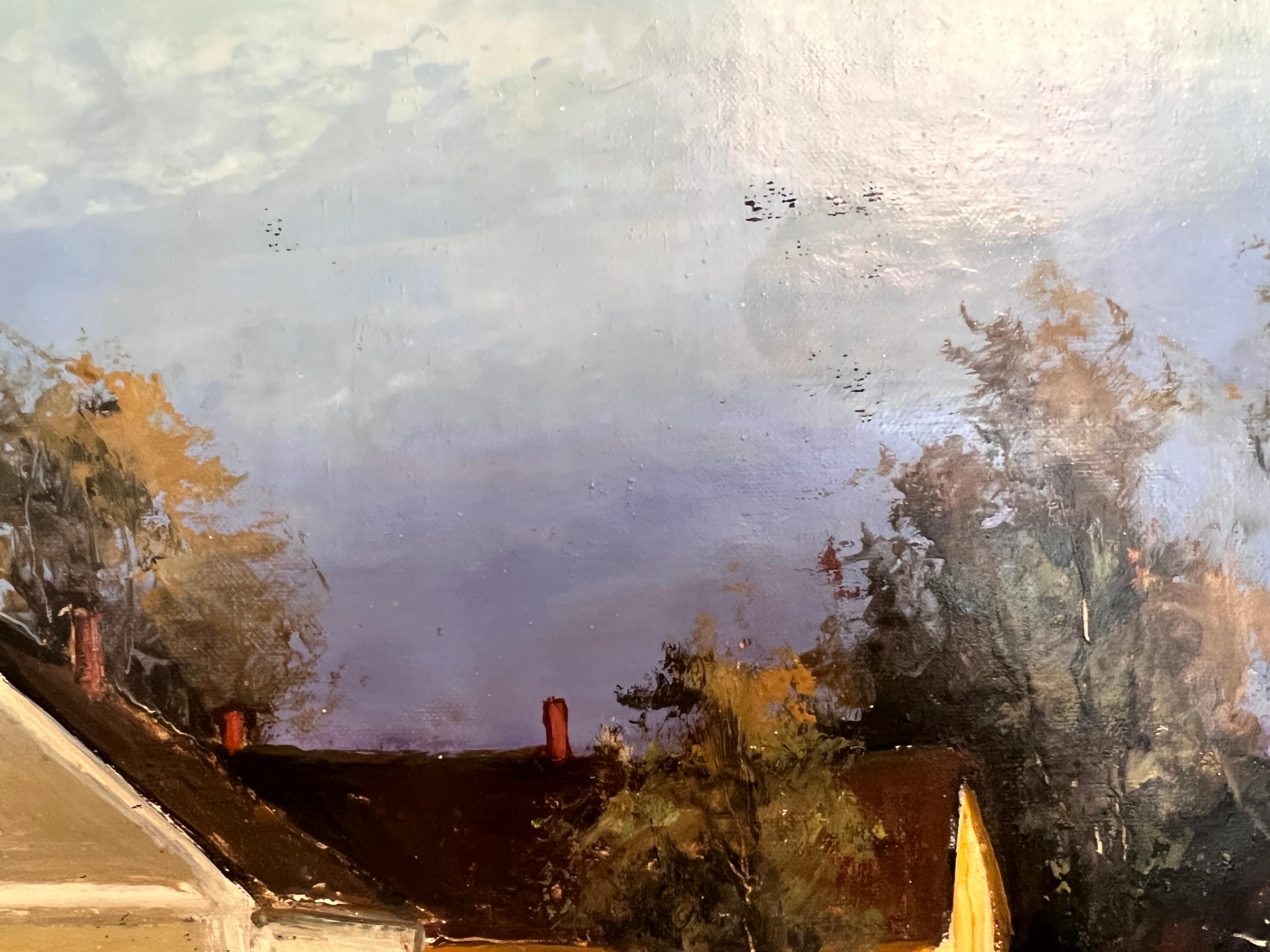 Attila Nagy (Húngaro, n.1928) Óleo sobre lienzo , Paisaje de granja, Enmarcado en venta 16
