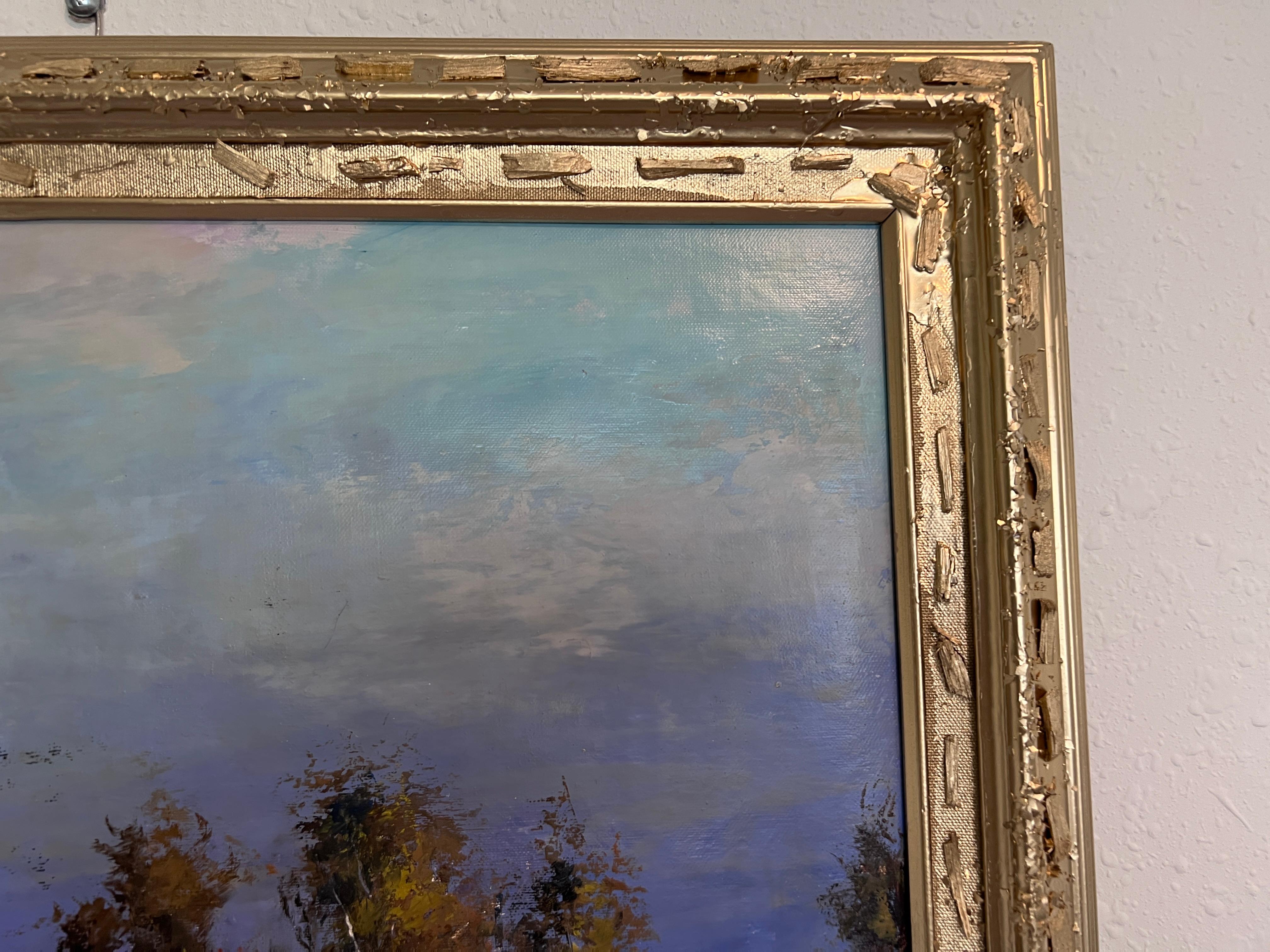 Attila Nagy (Húngaro, n.1928) Óleo sobre lienzo , Paisaje de granja, Enmarcado en venta 5