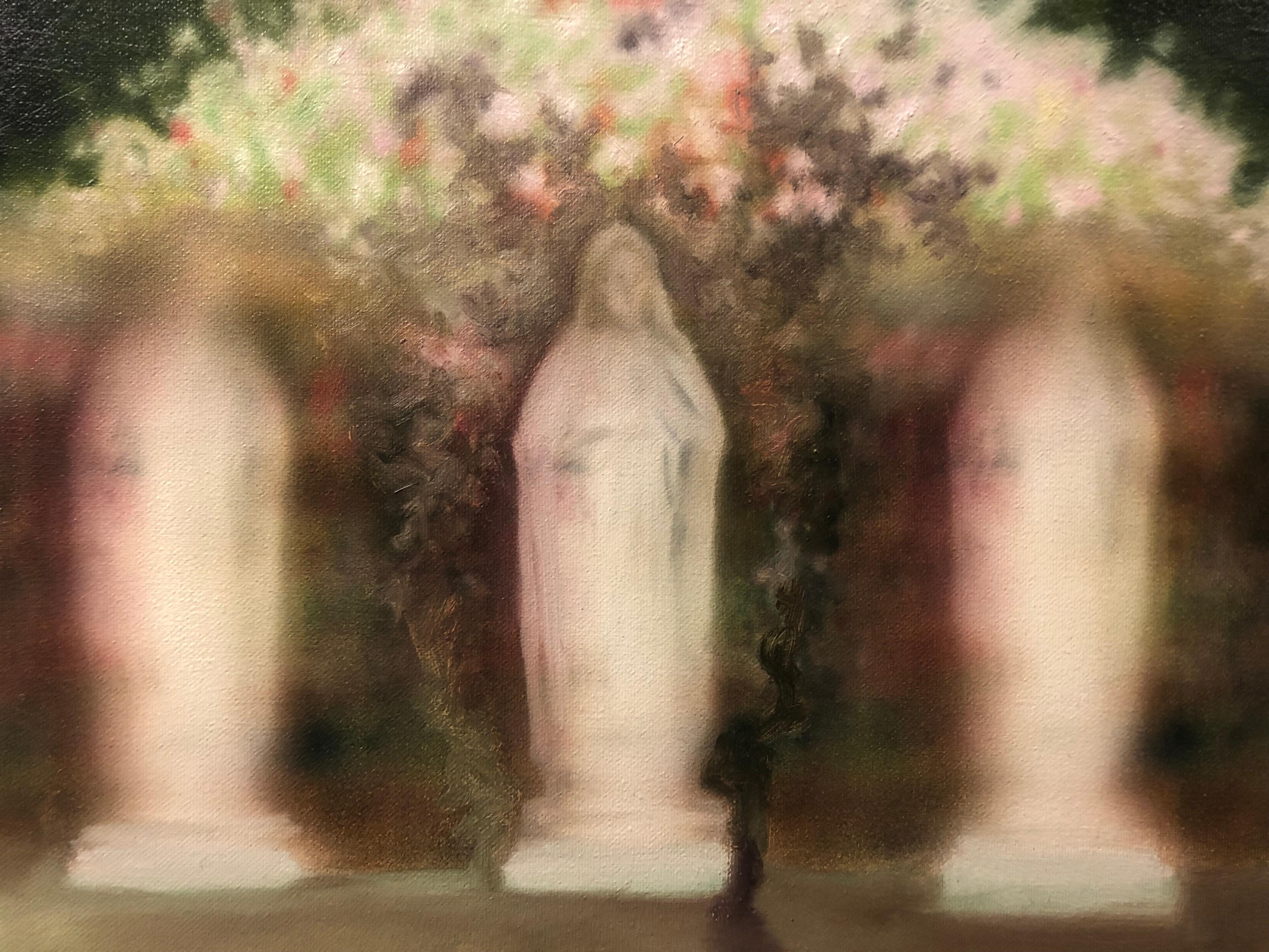 Virgin Mary (Valoszinu Sodo Szuz Maria) - Figurative landscape painting - Painting by Attila Szucs