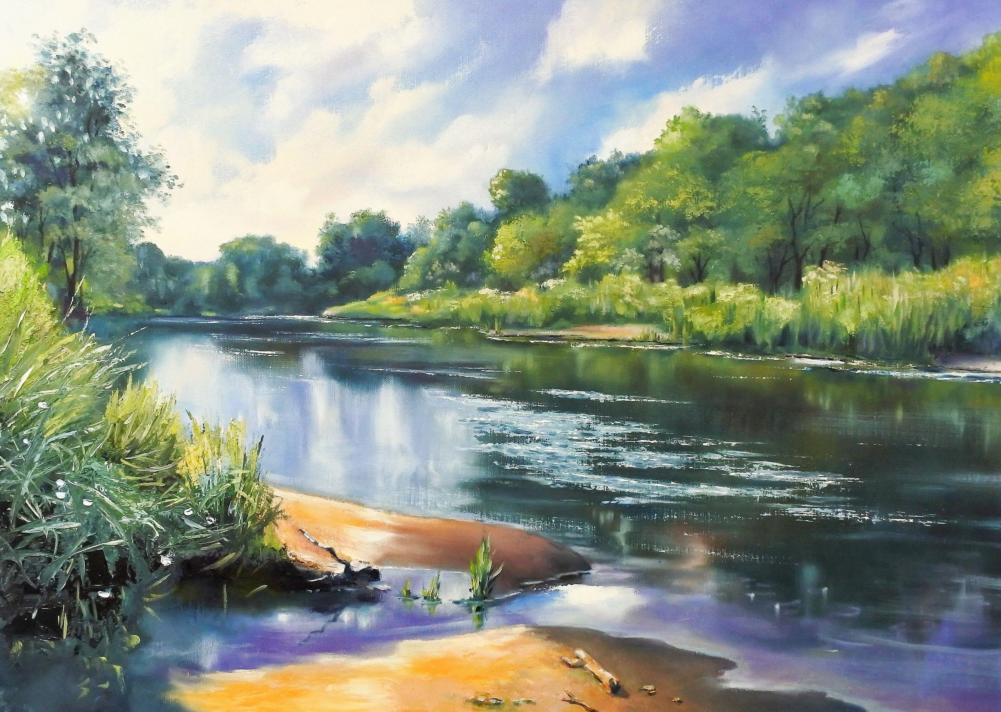 By the river, Painting, Oil on Canvas