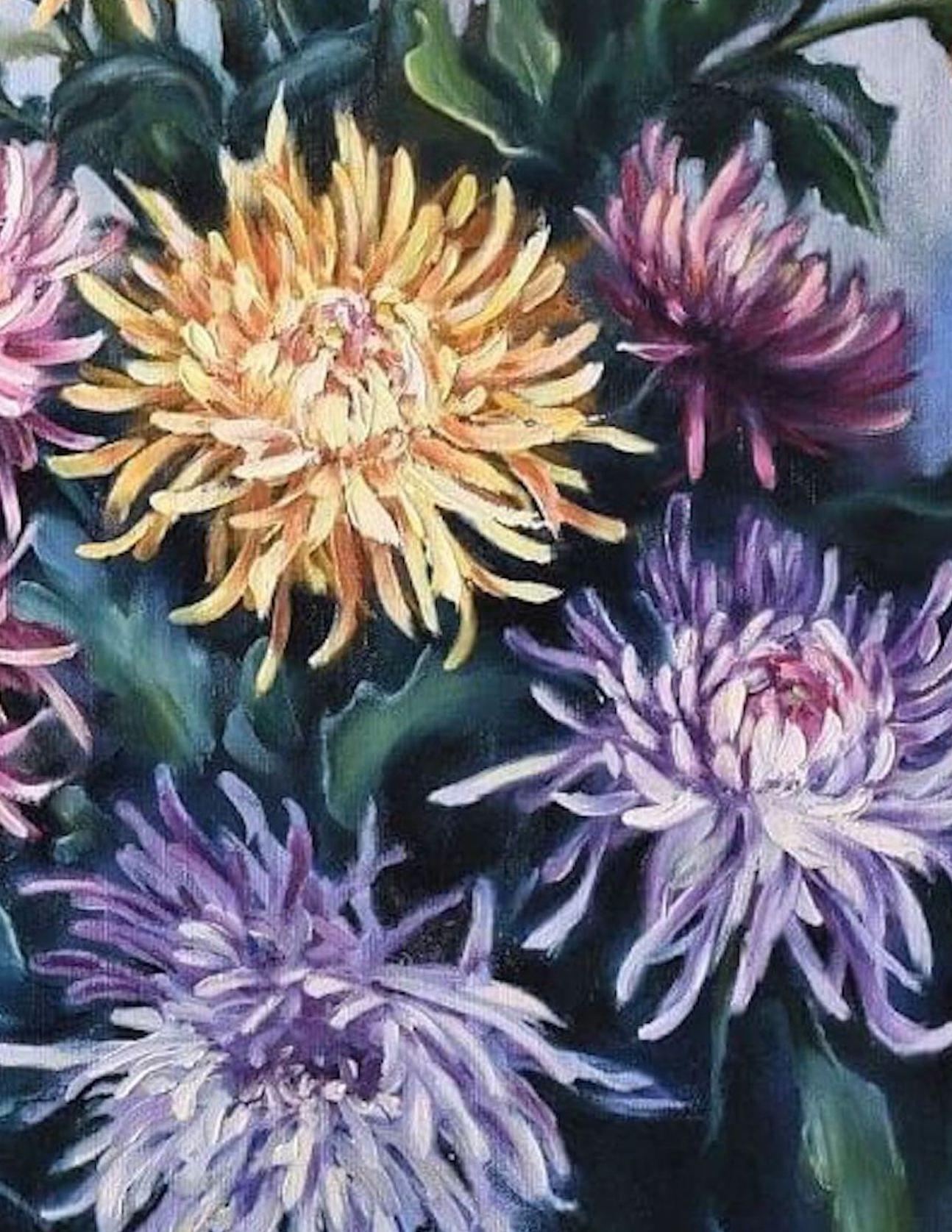Chrysanthemum, Painting, Oil on Canvas For Sale 1