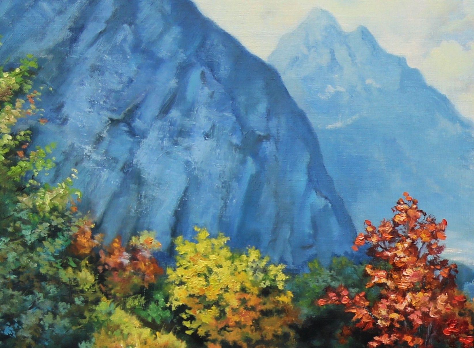 Mountain landscape, Painting, Oil on Canvas For Sale 2