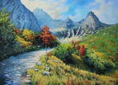 Mountain landscape, Painting, Oil on Canvas