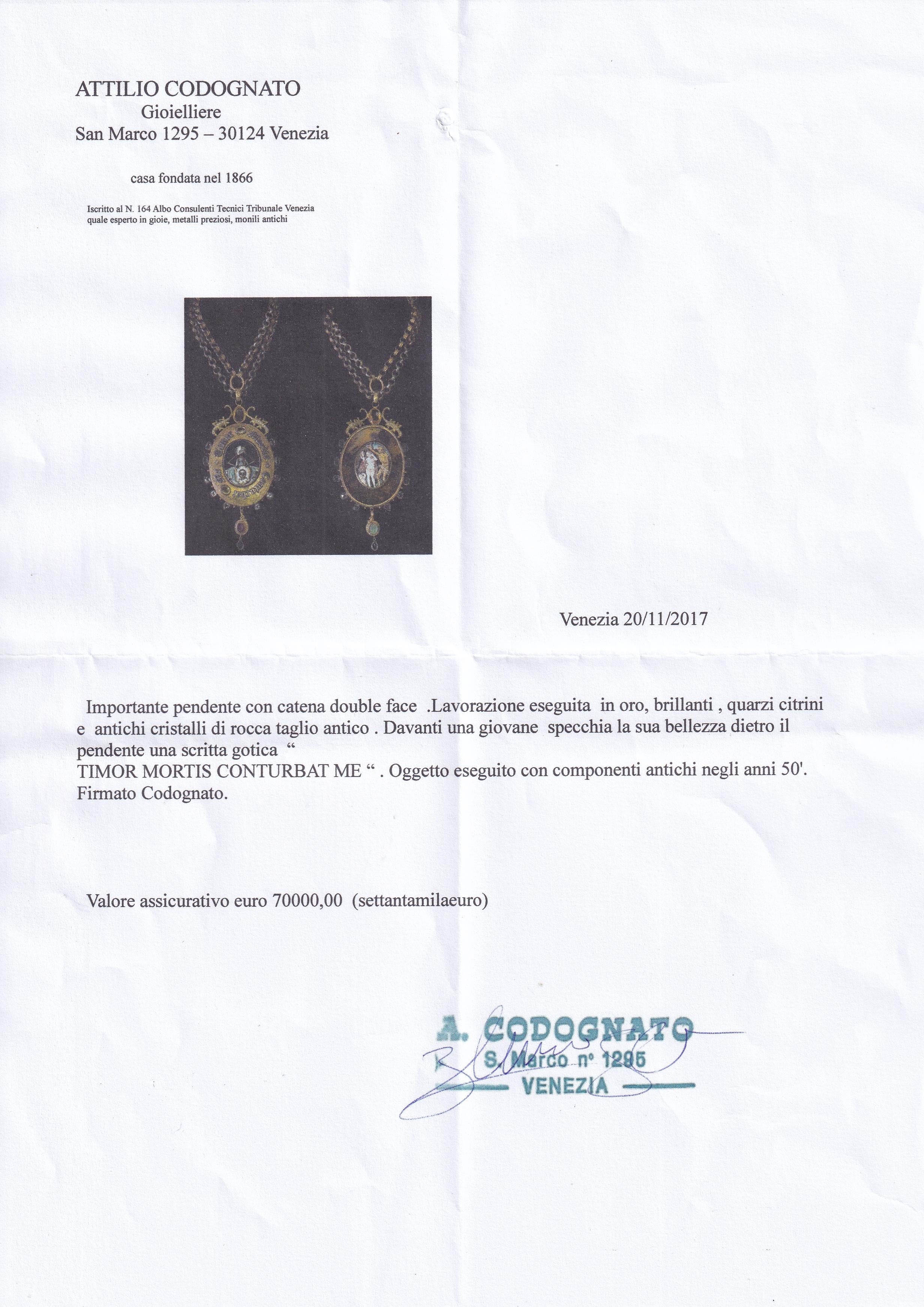 Attilio Codognato Memento Mori Double Face Medallion and Chain 3