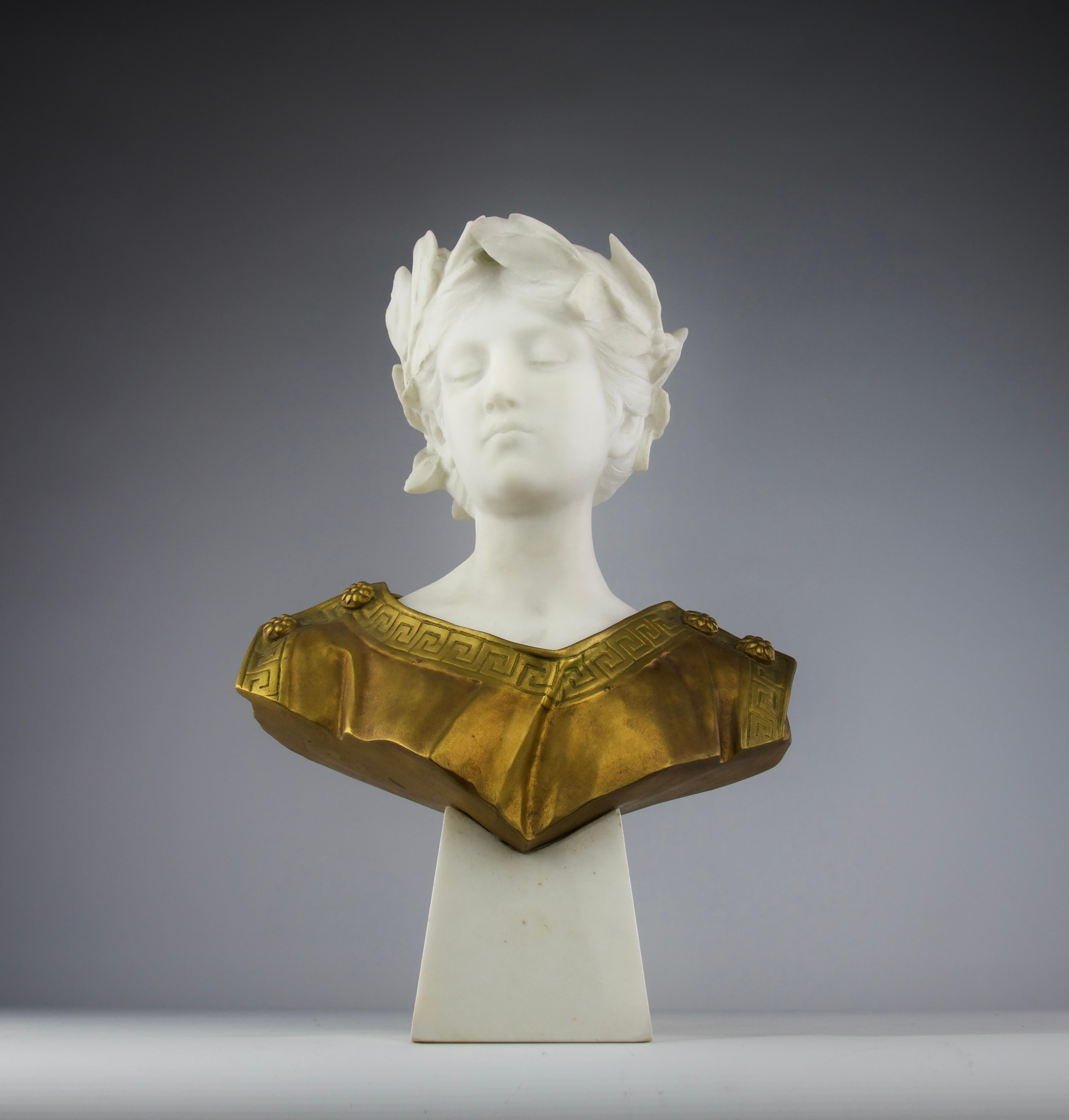 Romantic Attilio Fagioli, Young Emperor Bust Sculpture, Italy Early 20th Century For Sale