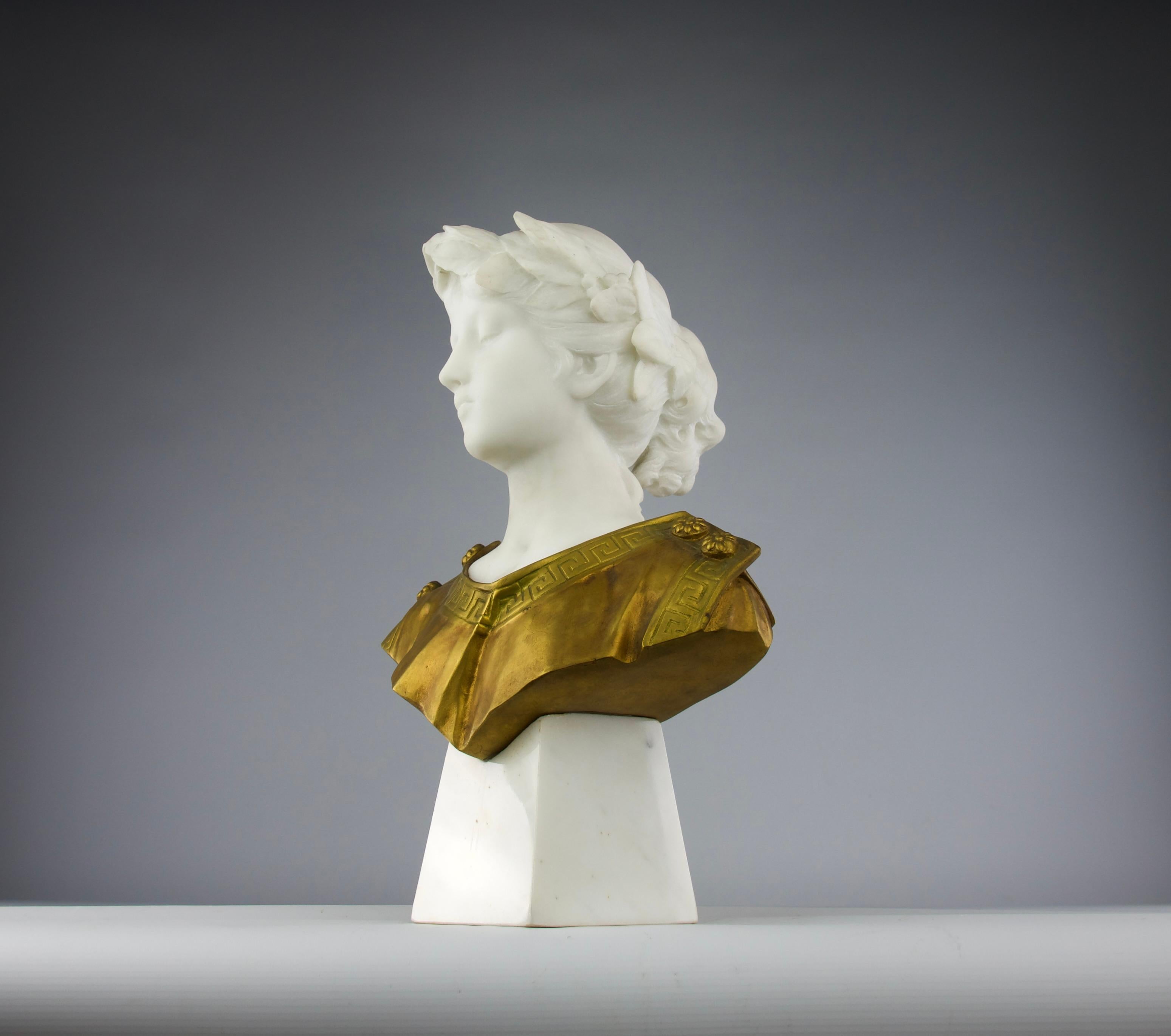 Gilt Attilio Fagioli, Young Emperor Bust Sculpture, Italy Early 20th Century For Sale
