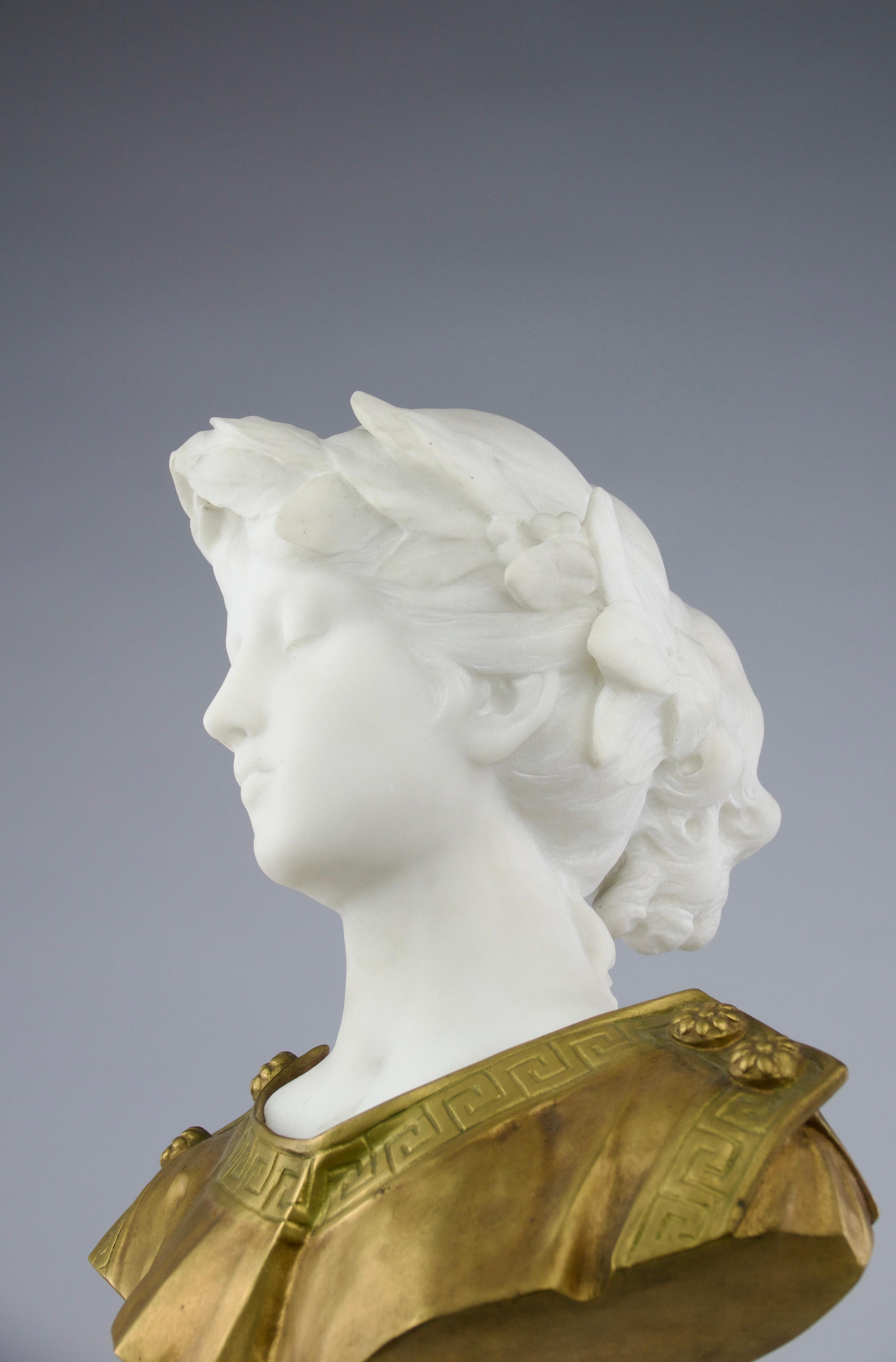 Attilio Fagioli, Young Emperor Bust Sculpture, Italy Early 20th Century In Good Condition For Sale In PARIS, FR