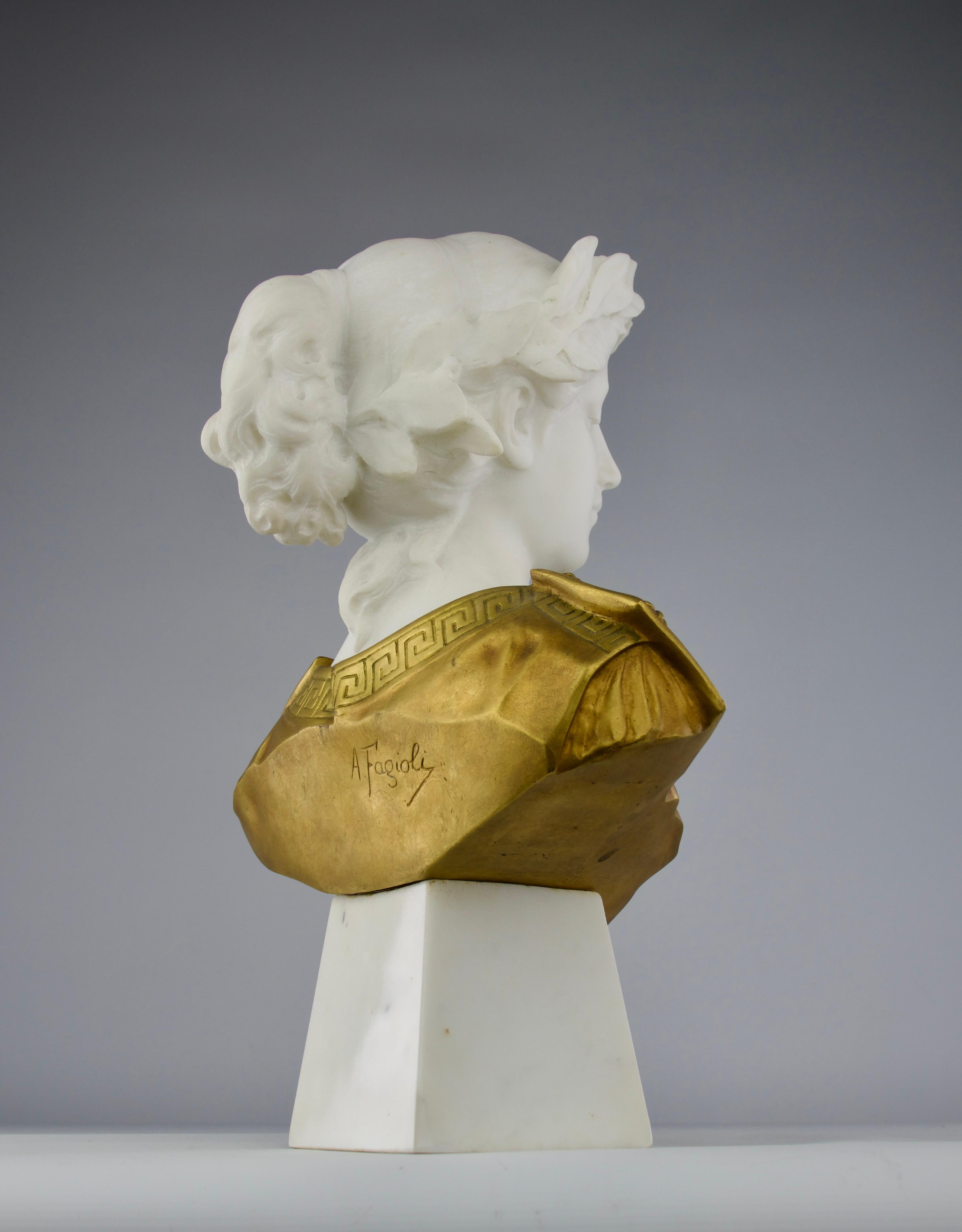 Attilio Fagioli, Young Emperor Bust Sculpture, Italy Early 20th Century For Sale 2
