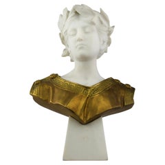 Vintage Attilio Fagioli, Young Emperor Bust Sculpture, Italy Early 20th Century