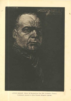 Portrait of Piero Belli - Original Woodcut by A. Giuliani - Early 20th century
