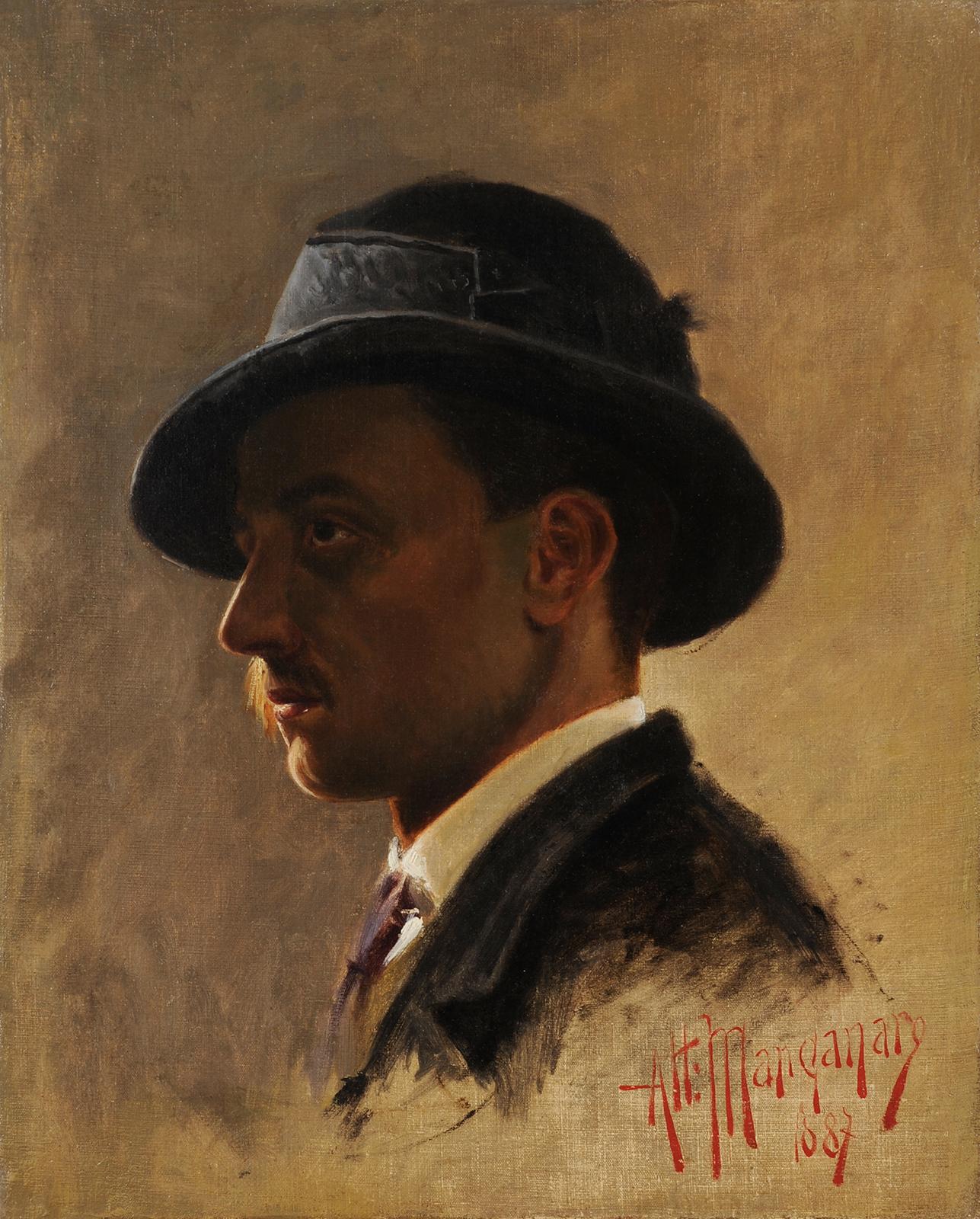 Attilio Manganaro (c.1865-c.1890) - Portrait of Gabriele d’Annunzio in 1887