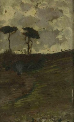 Paysage - Peinture à l'huile de Attilio Pratella - Début du 20ème siècle