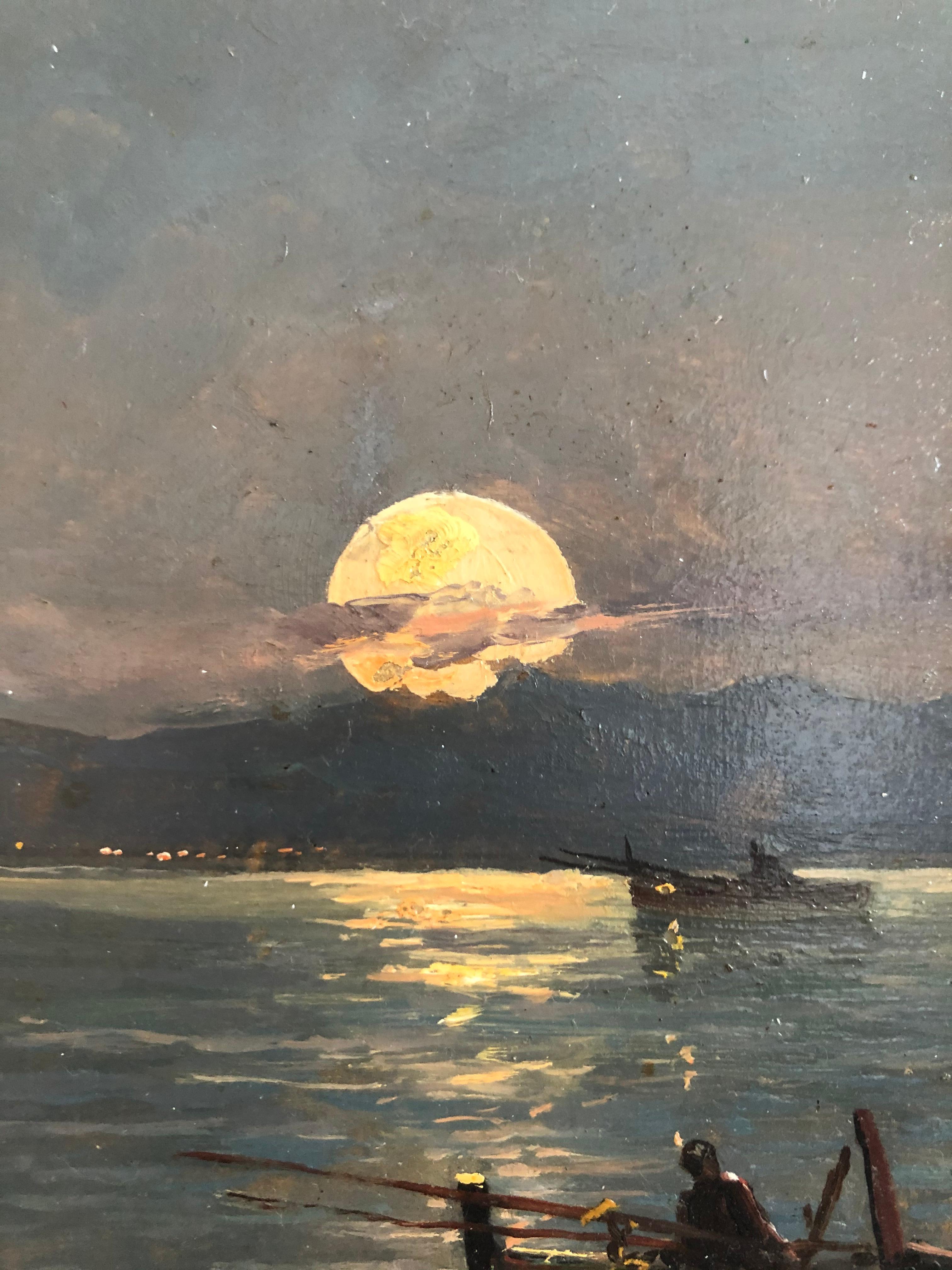 Legno Attilio Pratella Olio rettangolare su pannello Paesaggio marino italiano