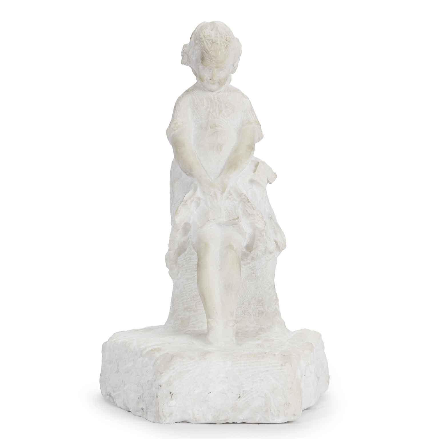 Mädchen in weißem Marmor Italienische 1920er Jahre Art Deco Skulptur von Prendoni Attilio (Beige), Figurative Sculpture, von Attilio Prendoni