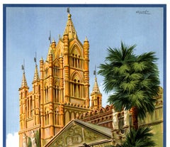 Original Palermo Sicily Original Vintage Poster — Attilio Ravaglia  linen-back