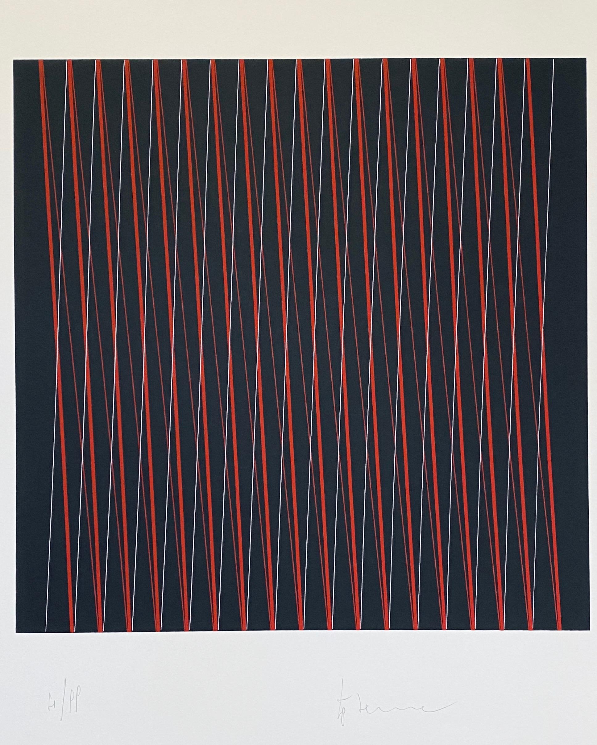 *imagen con descripción no incluida con la litografía. 

Attilio Taverna, nacido en 1945. Artista abstracto geométrico italiano conocido por su pintura y sus litografías y serigrafías.

Exposiciones
1971 - Fundación E. Duse - Asolo - Italia
1973 -