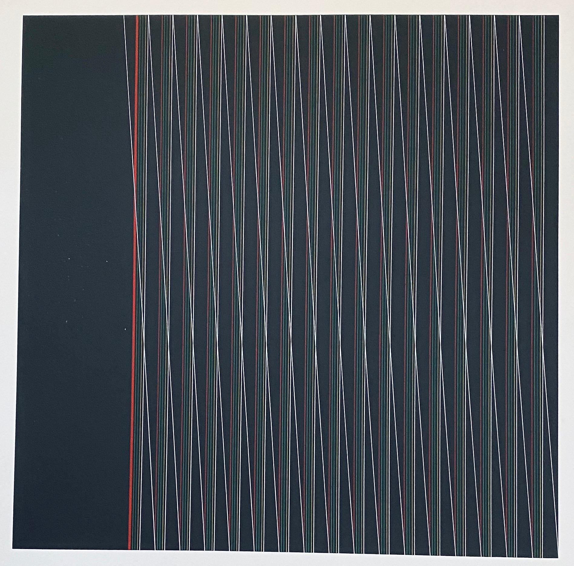 *imagen con descripción no incluida con la litografía. 

Attilio Taverna, nacido en 1945. Artista abstracto geométrico italiano conocido por su pintura y sus litografías y serigrafías.

Exposiciones
1971 - Fundación E. Duse - Asolo - Italia
1973 -