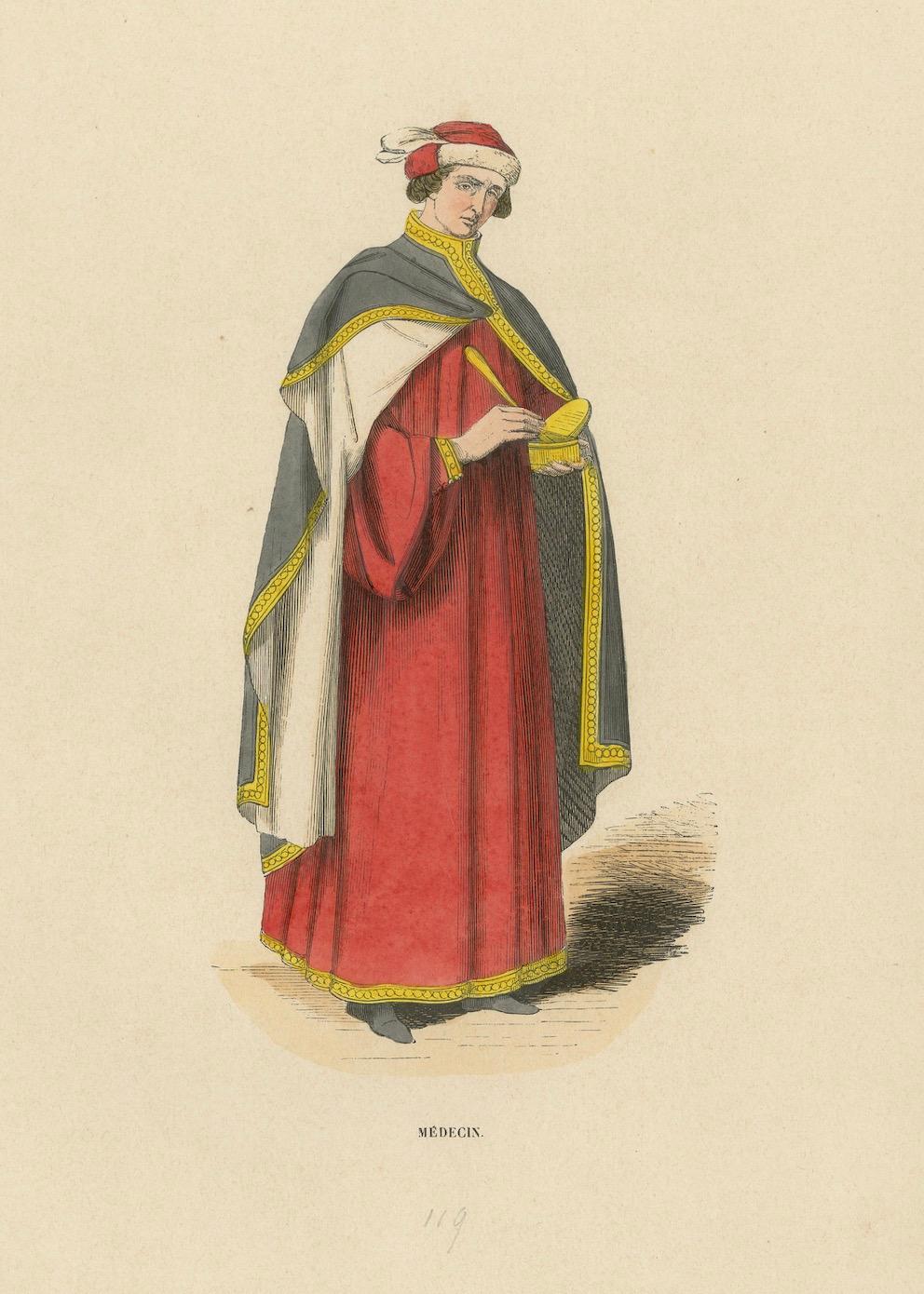 Mid-19th Century Attire of a Medieval Scholar: The Learned Physician of the Middle Ages, 1847 For Sale