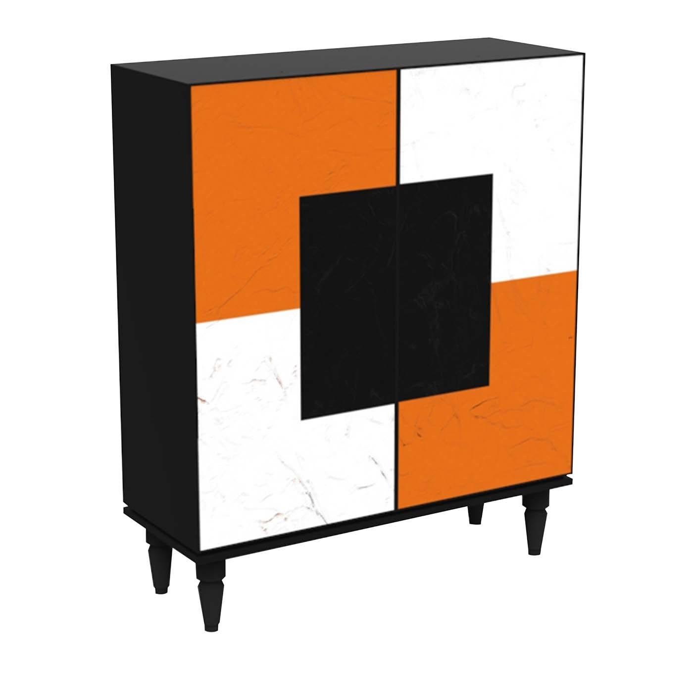 Modern Attitude Orange-White Modular Cabinet For Sale