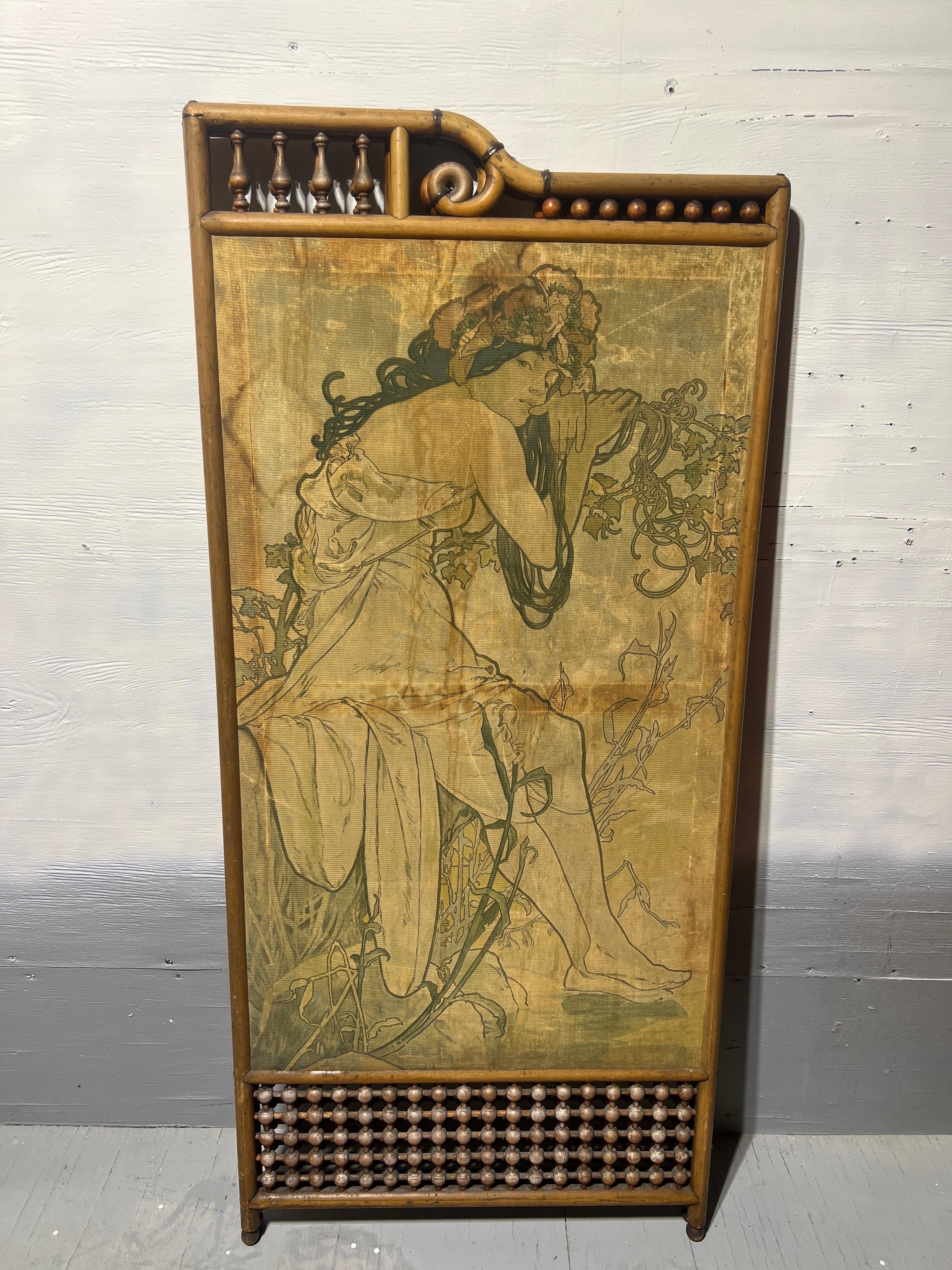 Attr Alphonse Mucha (Czech, 1860-1939), Art Nouveau “Four Seasons” Floor Screen For Sale 8