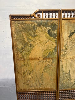 Attr Alphonse Mucha (Tschechisch, 1860-1939), Jugendstil Four Seasons Bodenleinwand