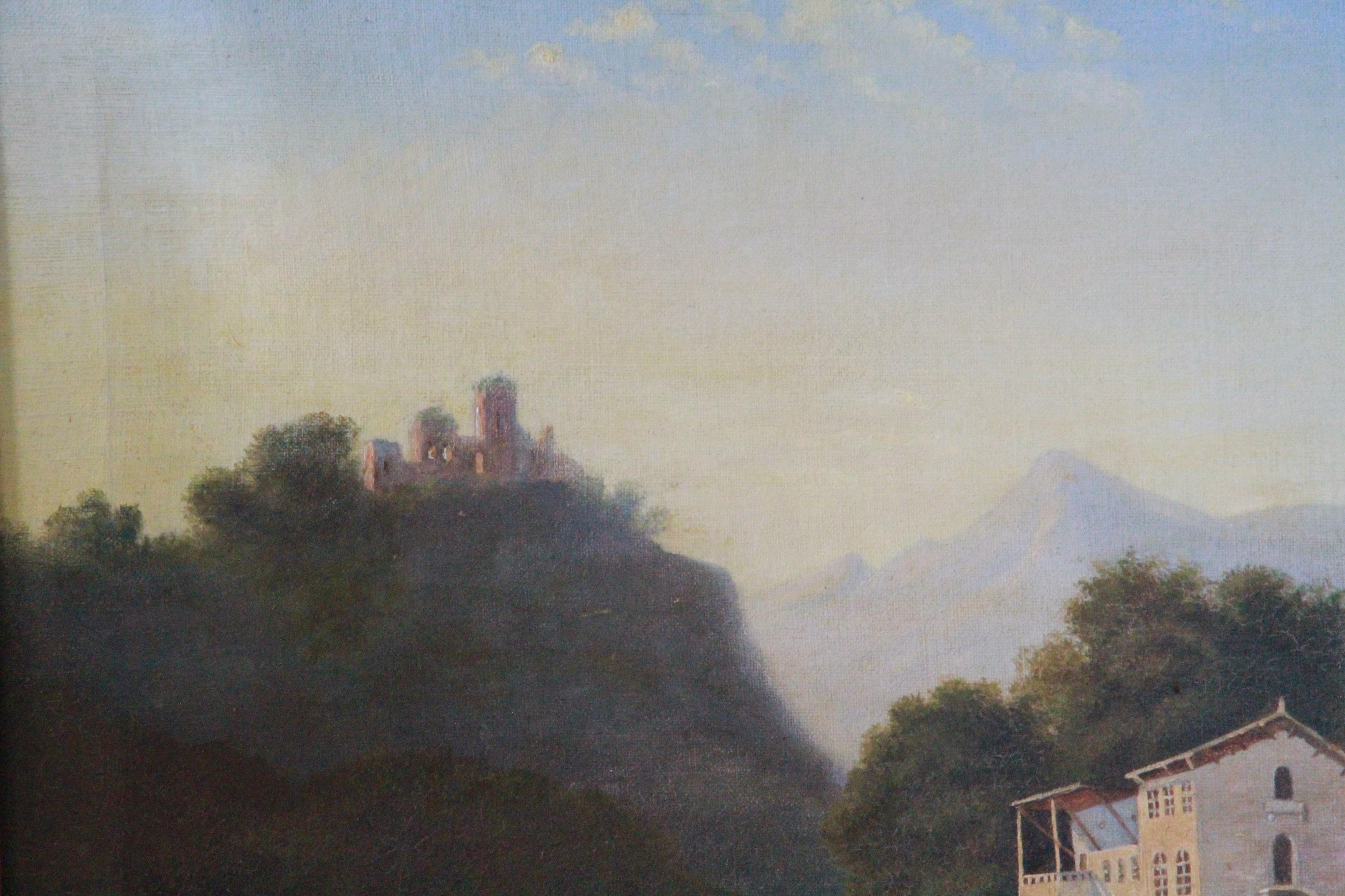 attr. August Wilhelm Boesen, Veduta del lago di Lucerna 1850, Pittura a olio danese In condizioni buone in vendita a Store Heddinge, DK