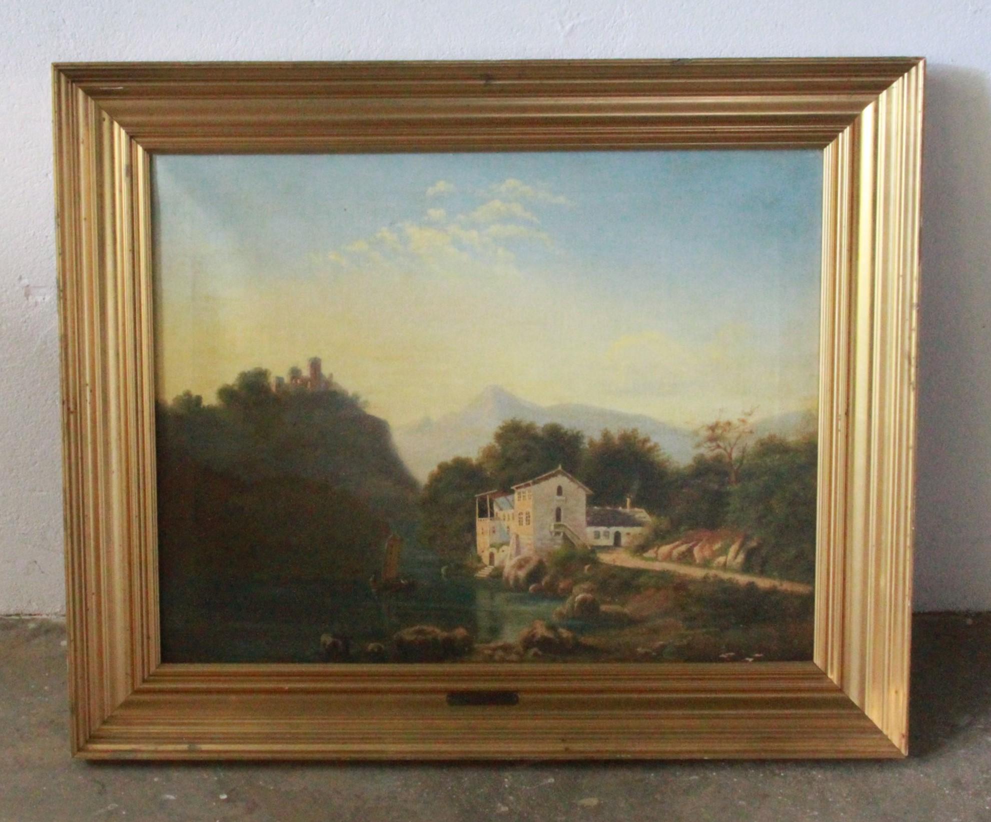 attr. August Wilhelm Boesen, Veduta del lago di Lucerna 1850, Pittura a olio danese in vendita 1