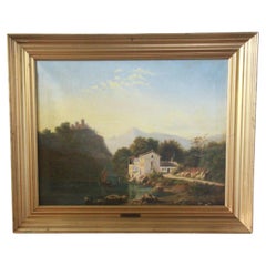 attr. August Wilhelm Boesen, Ansicht des Lucerne-Sees 1850, dänisches Ölgemälde