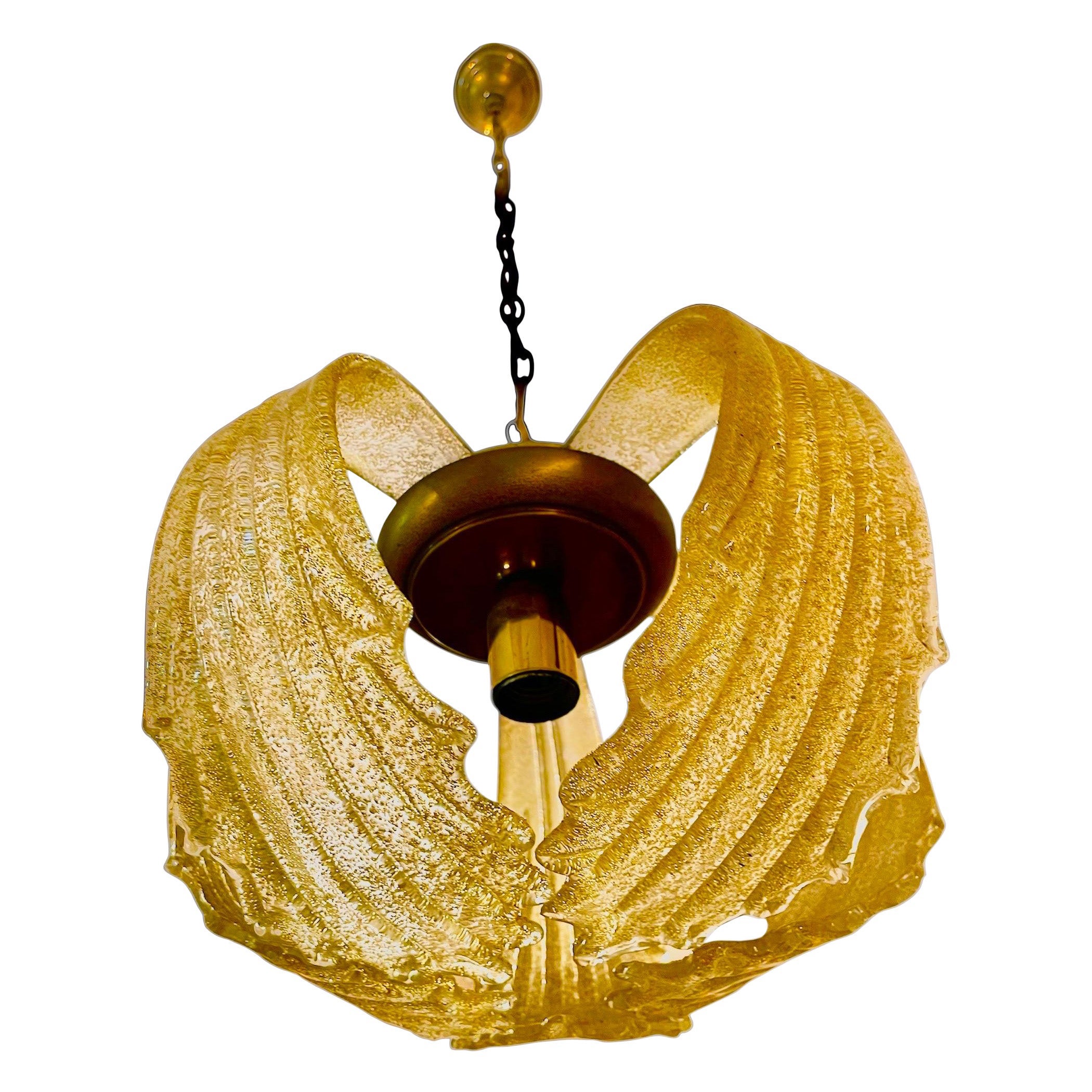 Barovier 
Toso Kronleuchter gold Glas Murano , Italien 1960