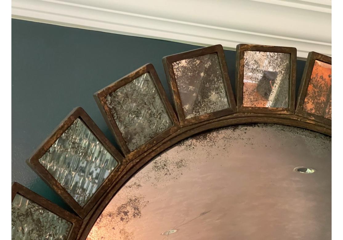 Already a design Classic, the Antiqued Bronze Soleil Mirror from Holly Hunt is a fantastic and large focal point piece wherever you wish to place it. The Stylized Sun form has acid etched glass that faithfully recreates the look of mirrors that are