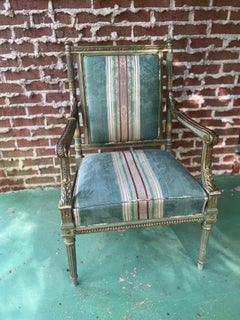 Attr: Georges Jacob (French, 1739-1814), Carved Gilt wood & Polychrome Armchair